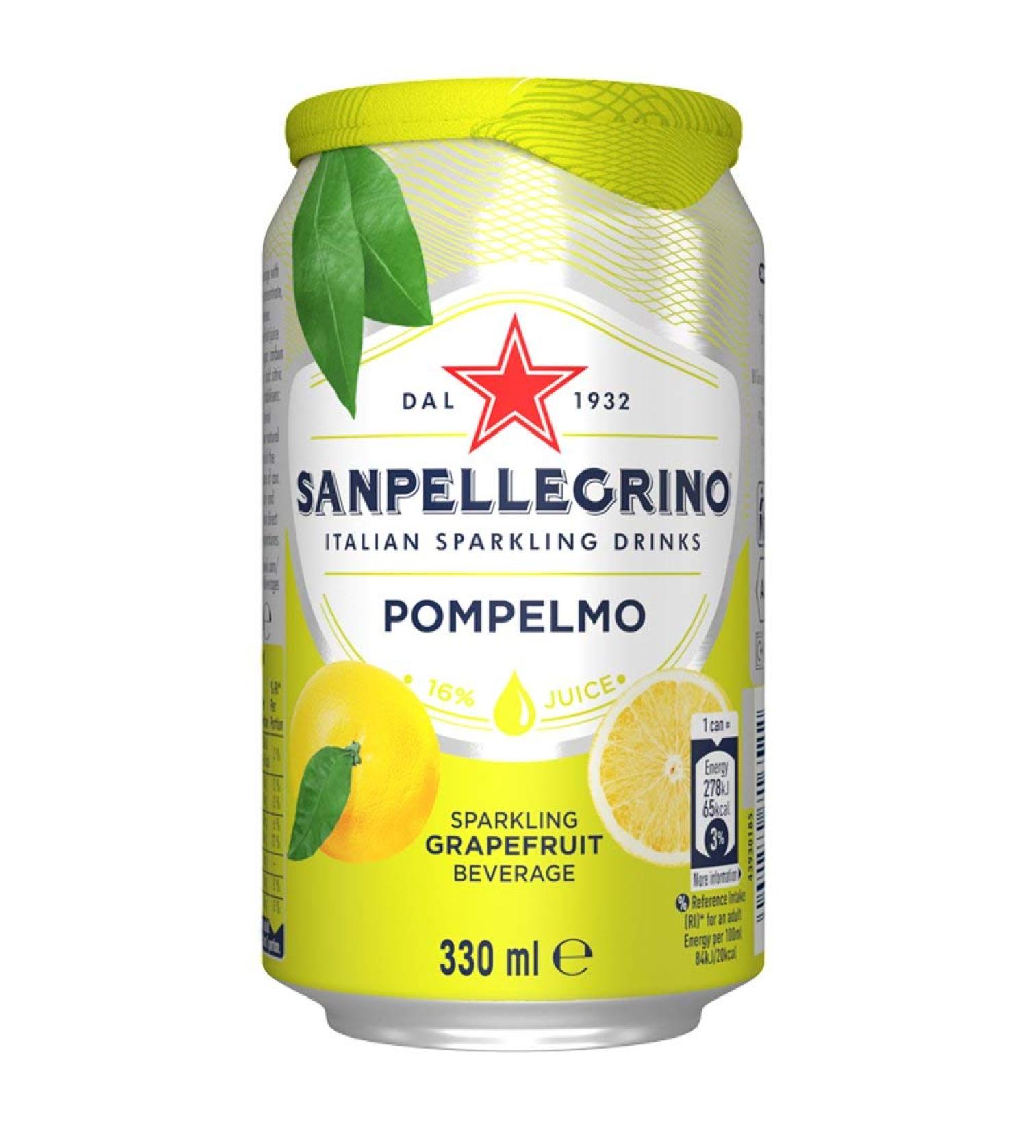 San Pellegrino Sparkling Fruit Beverage Pompelmo (Grapefruit) 330 Millilitre (Pack of 12)
