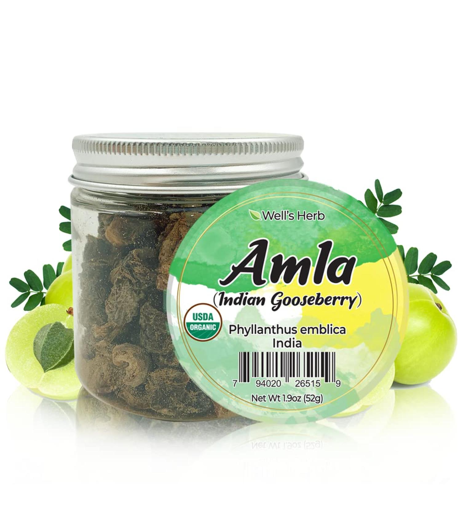 Wells Natural Dried Amla Herb for DIY Herbal Hair Infused Oil - Hair Growth Treatment - 1.9oz Pack - Buy Online on GoSupps.com