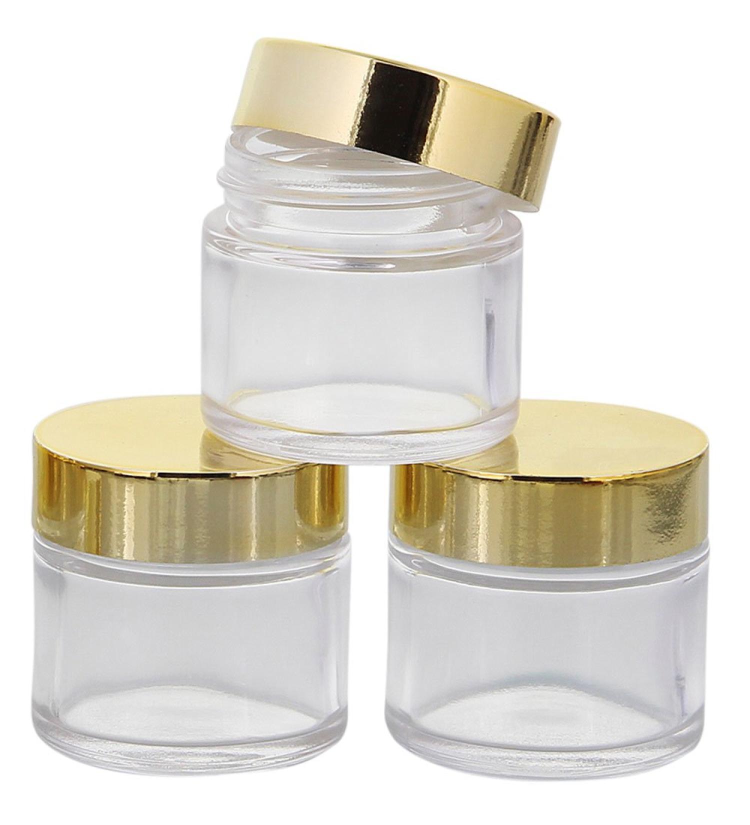 Clear glass jar with plastic lid 30 ml empty jar Kosmetex glass jar 3 gold
