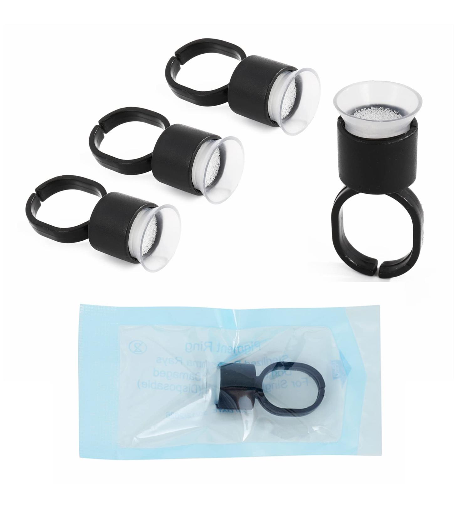 Ink Ring Cups 50pcs for Microblading & Permanent Makeup - Medium Holder with Sponge Caps for Eyelash & Eyebrow Extensions | Microblading Supplies KW - Buy Online on GoSupps.com
