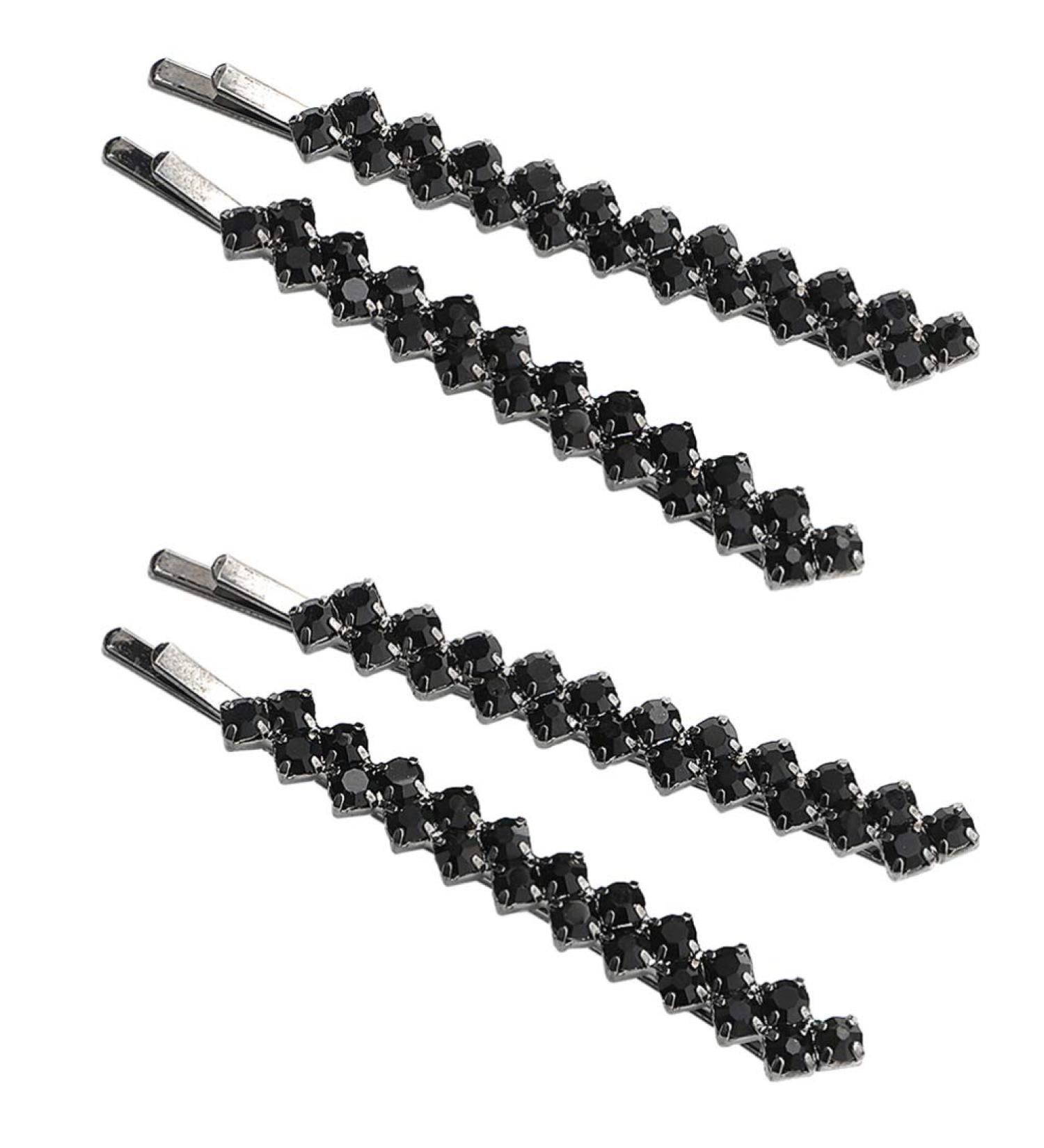 FRCOLOR 2 Pairs Crystal Rhinestone Hair Pins - Stylish Decorative Hair Clips for Women in Black - Buy Online on GoSupps.com