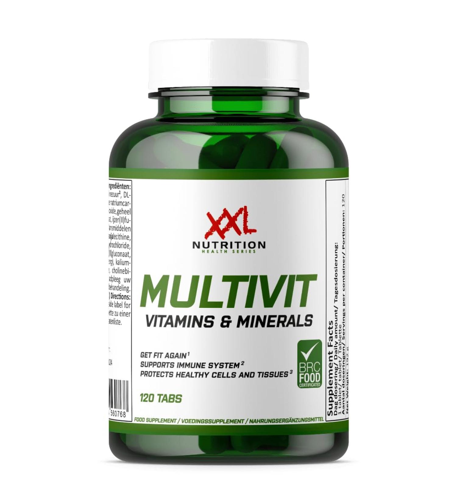  XXL Nutrition XXL Nutrition Multivit - Multivitamin tablets vitamin supplements - 120 capsules - Buy Online on GoSupps.com