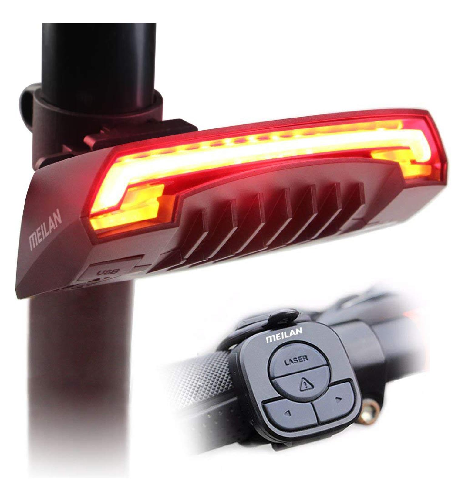 MEILAN X5 Smart Bike Tail Light | Turn Signals, Brake Light | Wireless Remote Control | USB Rechargeable | Safety Warning Cycling Light - Buy Online on GoSupps.com