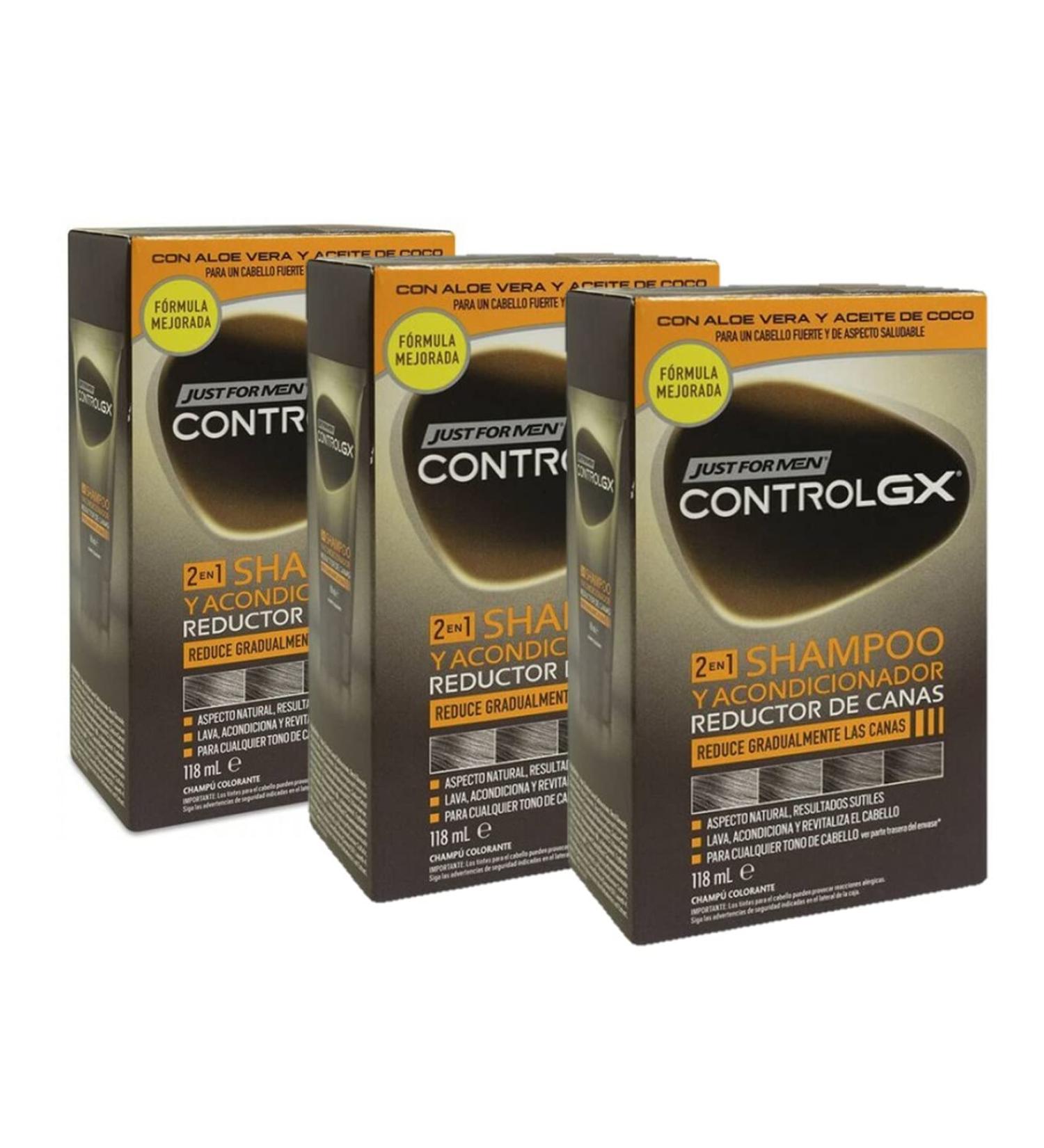 Just for men Control GX - Grey Reducing 2 in 1 Shampoo and Conditioner for Grey Hair New Improved Formula All Shades 118 ml x 3 units - Promo Pack - Buy Online on GoSupps.com