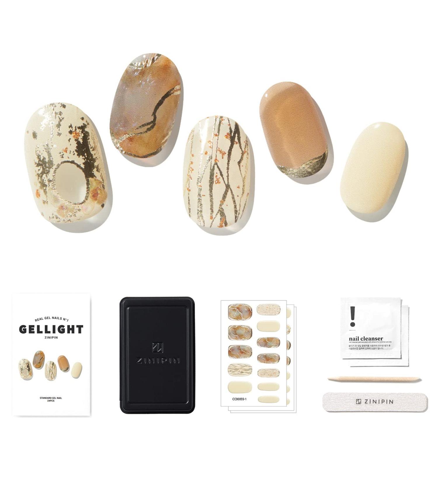 Zinipin Gellight Semi-Cured Gel Nail Strips | 36 Nail Wraps | Includes Nail Wipes Cuticle Stick & Nail File (Tempo Primo) - Buy Online on GoSupps.com