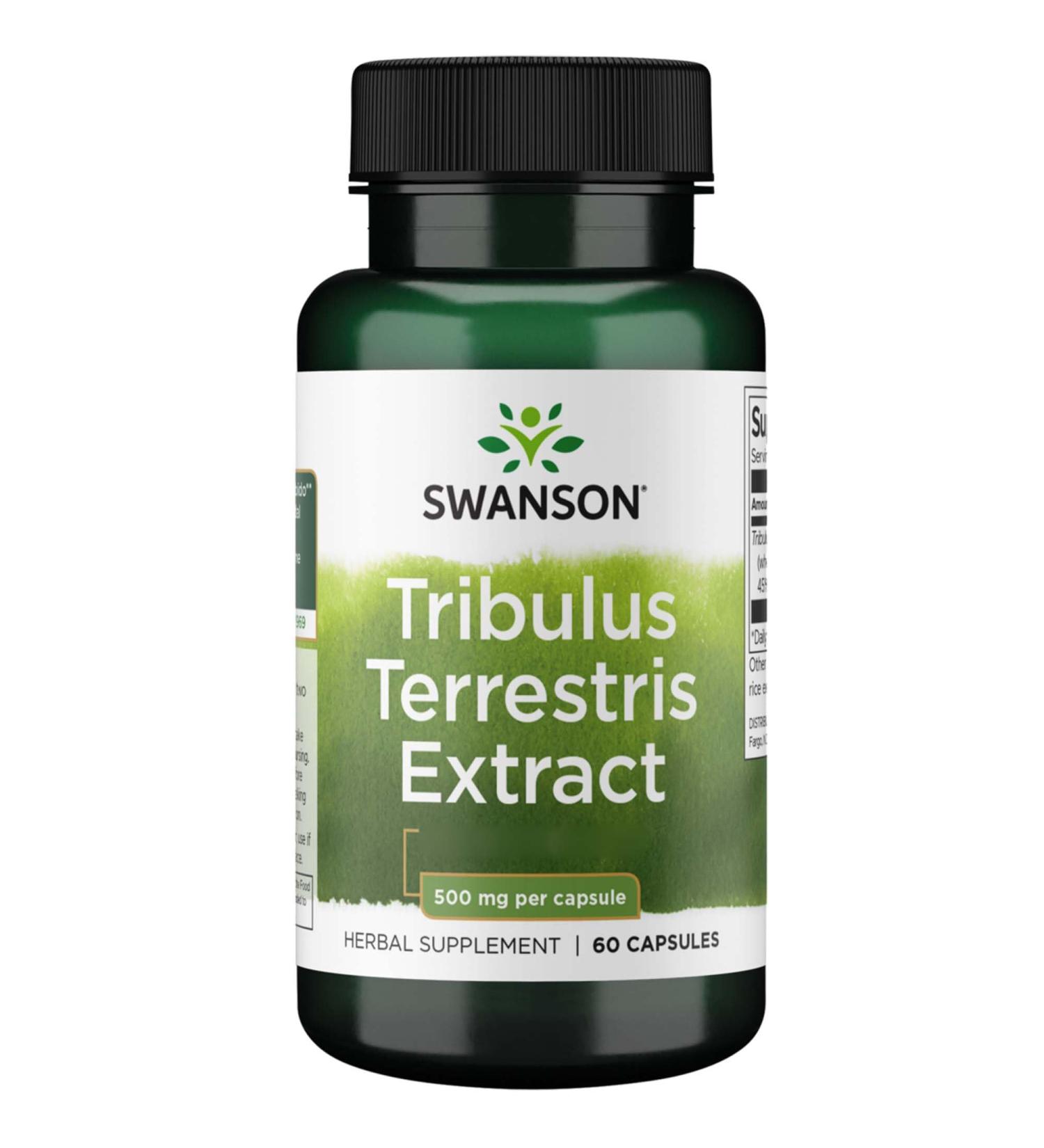 Swanson Tribulus Terrestris Extract 500mg - High Dose 60 Capsules | Gluten-Free Non-GMO Laboratory Tested Dietary Supplement - Buy Online on GoSupps.com