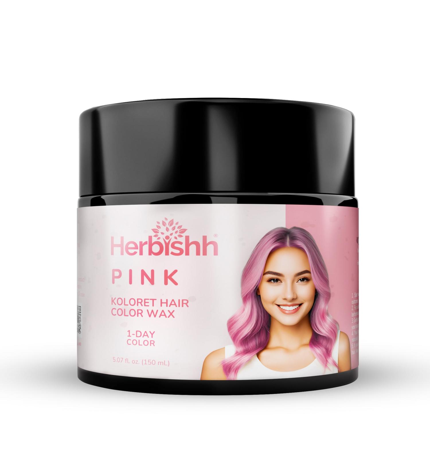 Herbishh Koloret Pink Temporary Hair Color Wax - Vegan Washable Instant Hair Dye for Kids Men & Women - 5.07 fl oz - Buy Online on GoSupps.com