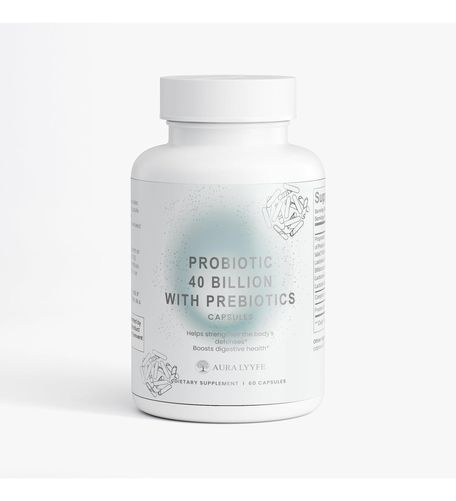 AURA LYYFE Probiotic 40 Billion CFU with Prebiotics MAKTrek Bi-Pass Technology 4 Strain Digestive & Gut Health Support for Men & Women Promotes Balance Immune Function & Regularity Made in USA - Buy Online on GoSupps.com