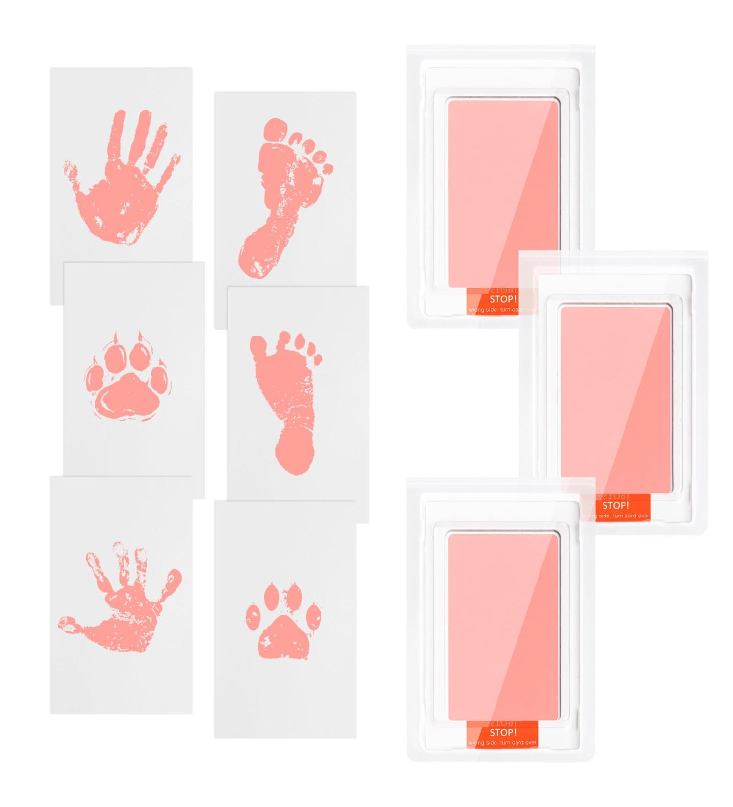 OKTAYOCUM Baby Hand and Footprint Kit - Pet Paw Print Kit, 3 Ink Pads, 6 Imprint Cards - Safe Inkless Pad for Newborn Baby's Hands and Feet - Family Keepsake (Pink) - Buy Online on GoSupps.com