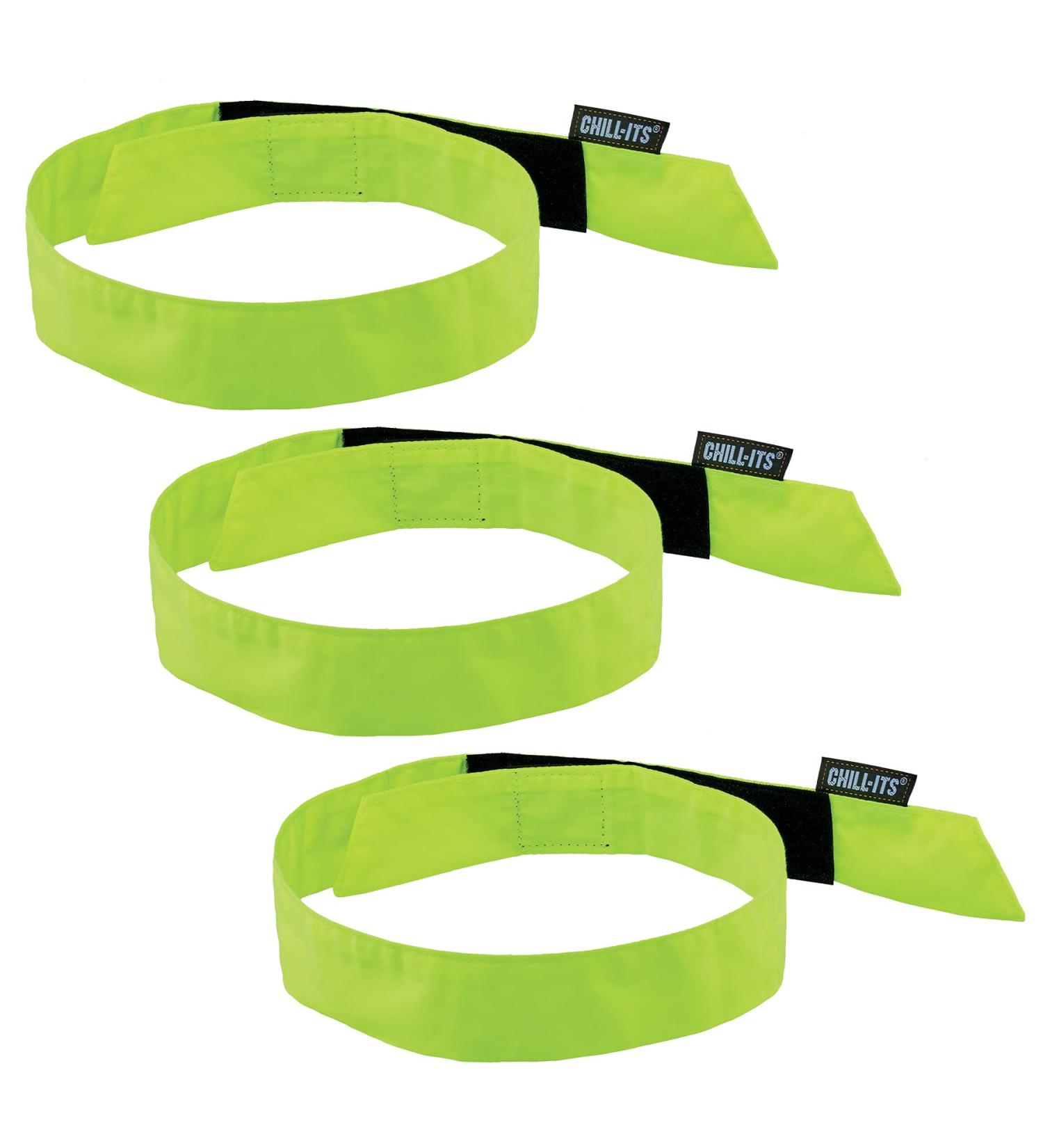 Ergodyne Chill Its 6705 Cooling Bandana, Evaporative Polymer Crystals for Cooling Relief, Quick and Secure Fit, 3-Pack 3-Pack Lime