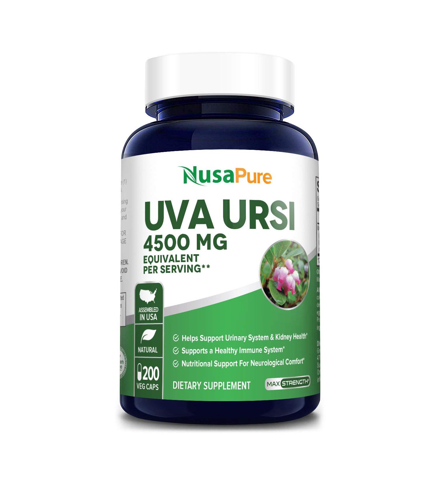 Uva Ursi 4500mg 200 Vegetarian Capsules - Non-GMO, Gluten-Free Bearberry Supplement - Buy Online on GoSupps.com
