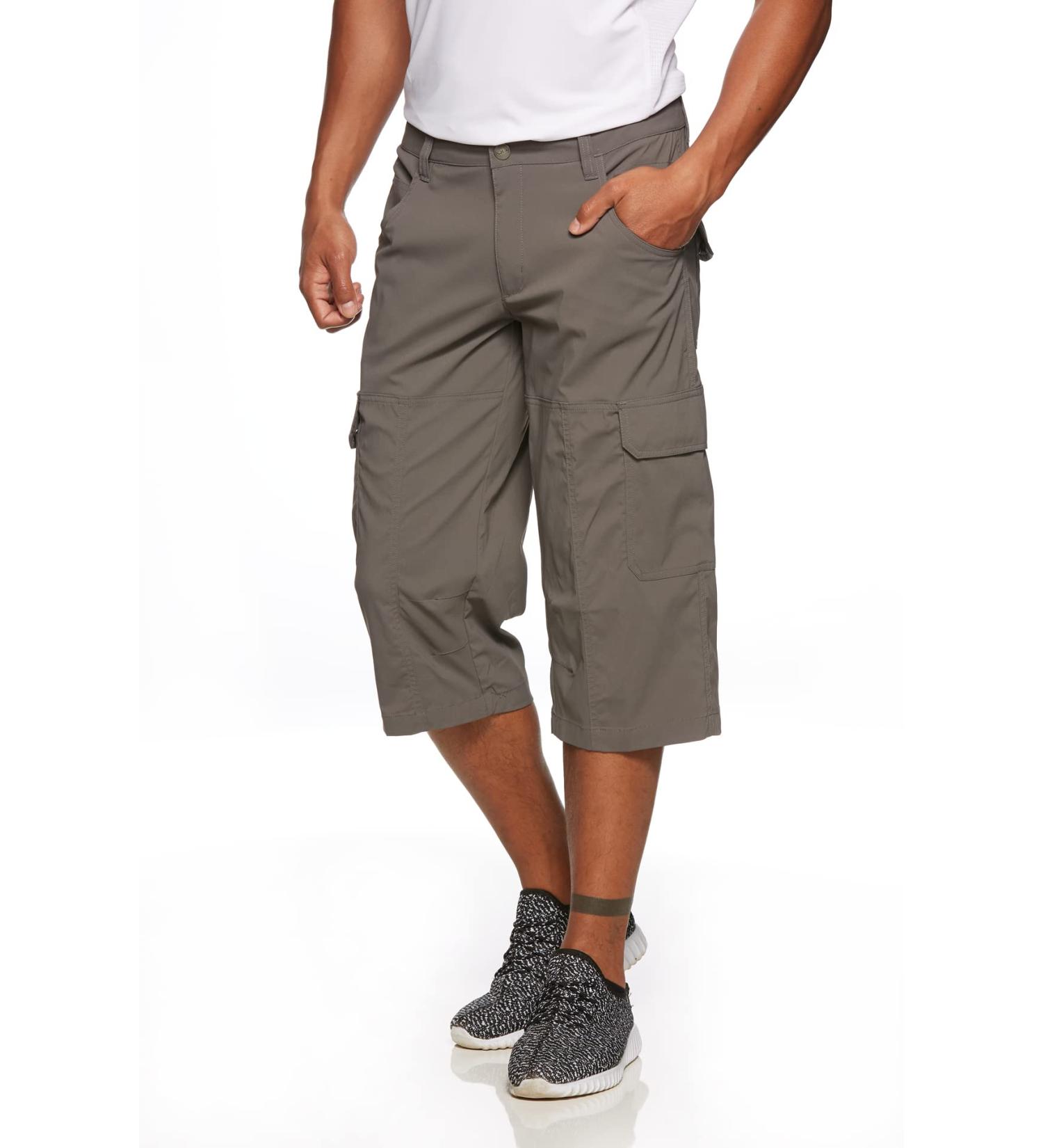 Jeff Green Men's Elastic Quick-Drying Lightweight Three-Quarter Cargo Pants - Outdoor Functional Wear in Tornado Grey - XXL - International Shipping Available - Buy Online on GoSupps.com