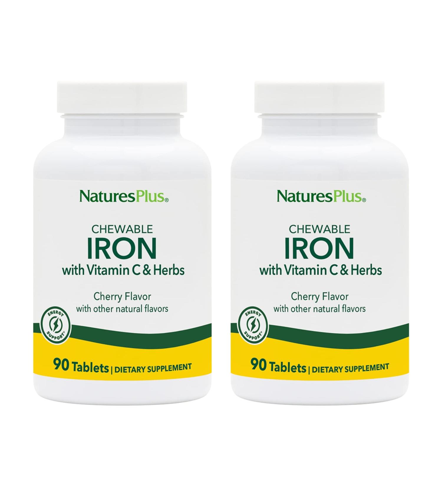 Nature's Plus Chewable Iron Cherry Flavor - 90 Tablets | Enhance Energy & Health - Buy Online on GoSupps.com