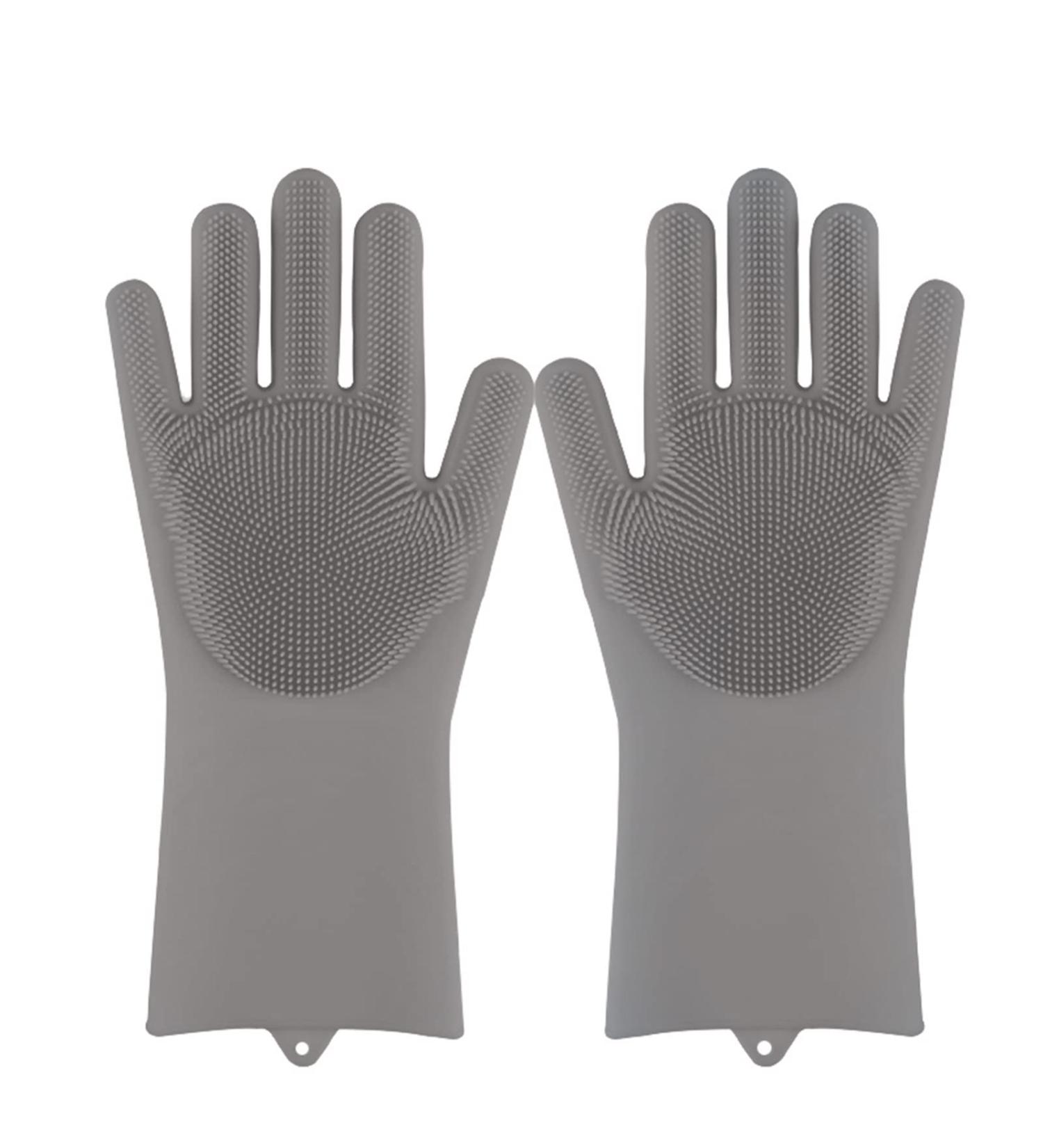 BUSOTH Silicone Dishwashing Gloves Scrubbing Scrubber Cleaning Dishwashing Sponge Gloves Dishwashing Gloves 4 - Buy Online on GoSupps.com
