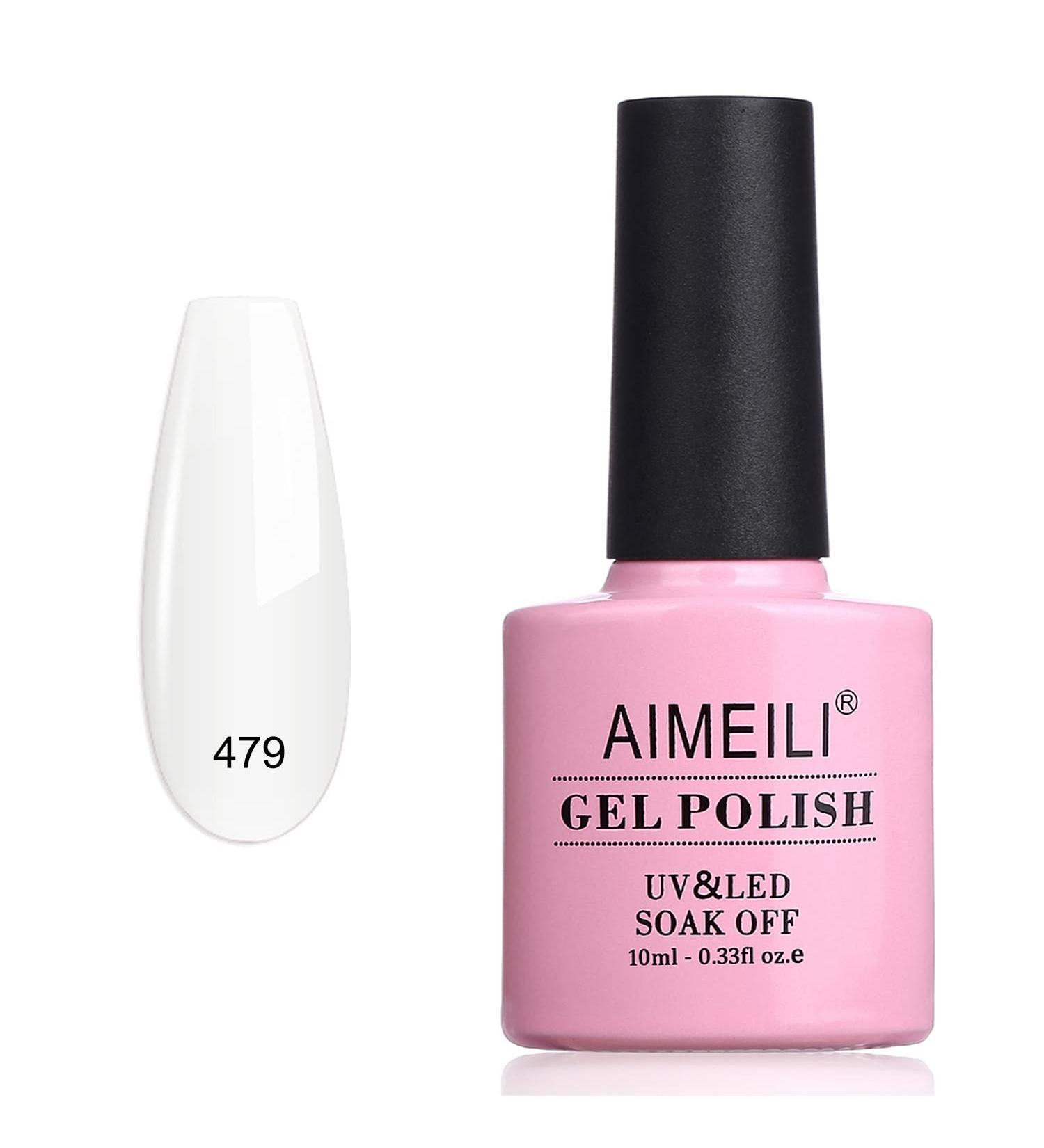 AIMEILI Hema Free Milky White Gel Nail Polish 10ml - Translucent Nude Color, Soak Off UV Gel - Buy Online on GoSupps.com