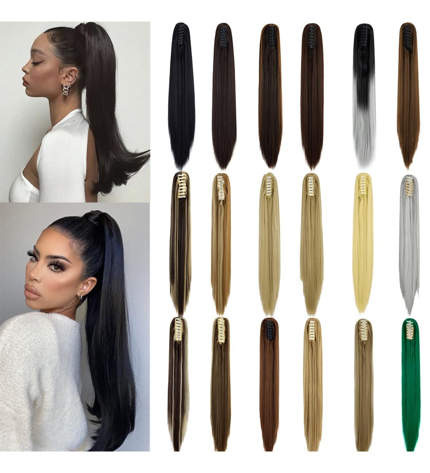 21 Inch Long Straight Ponytail Extension Jaw/Claw Clip in Ponytail Hair Extension Synthetic Hairpiece for Women (Ash Blonde) 21 Inch Ash Blonde - Buy Online on GoSupps.com