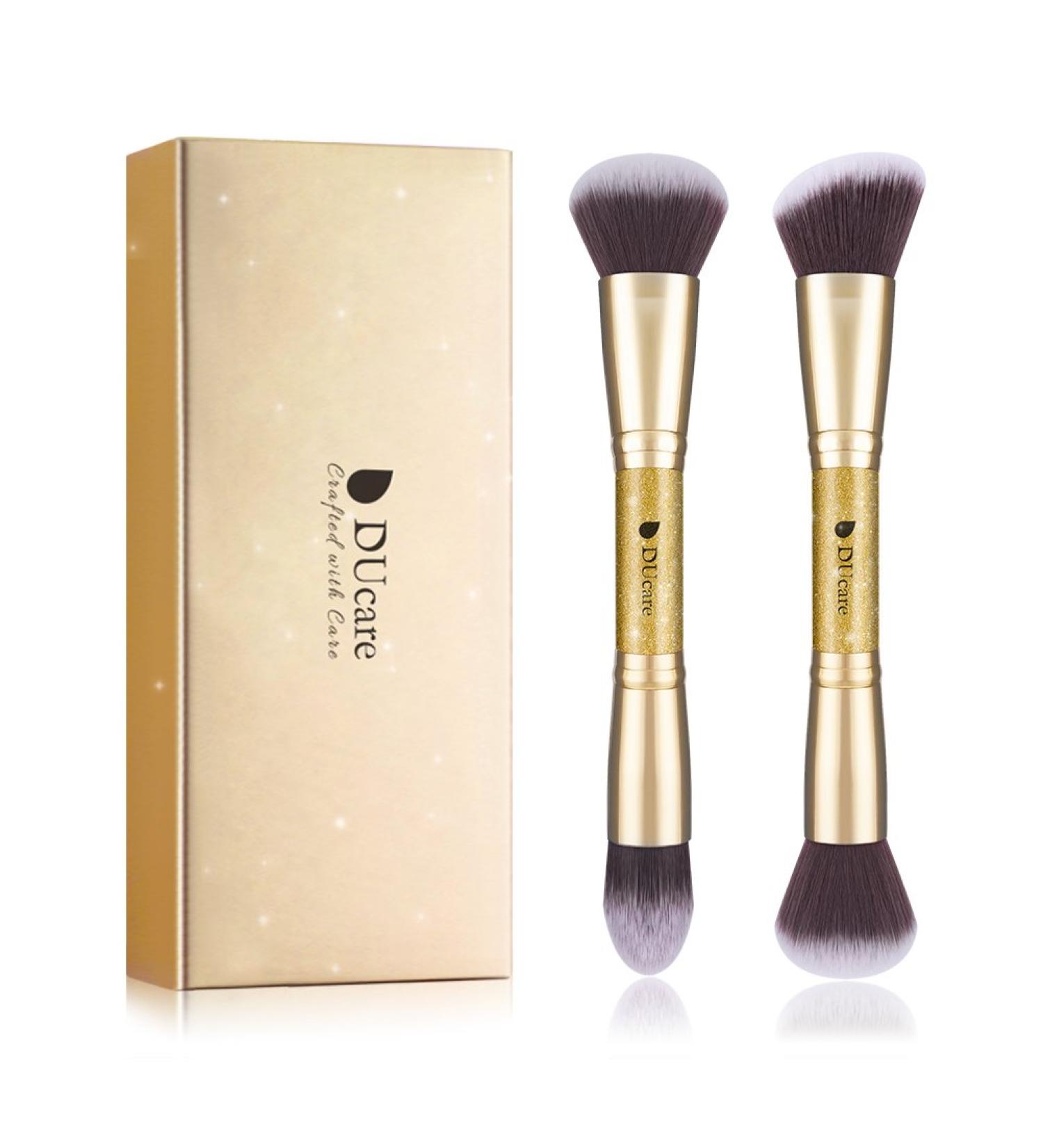 DUcare Duo End Makeup Brushes Set - Foundation, Powder, Contour Tools | Synthetic Cosmetic Brushes 2Pcs D01 - Buy Online on GoSupps.com