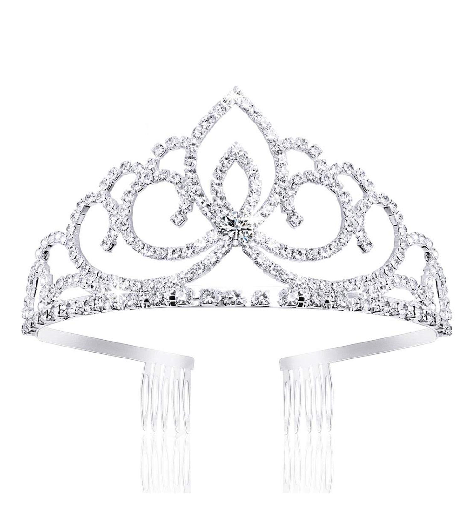 Didder Silver Crystal Tiara for Girls & Women - Rhinestone Princess Crown Headband for Bridal, Wedding, Birthday Party - Style B - Buy Online on GoSupps.com