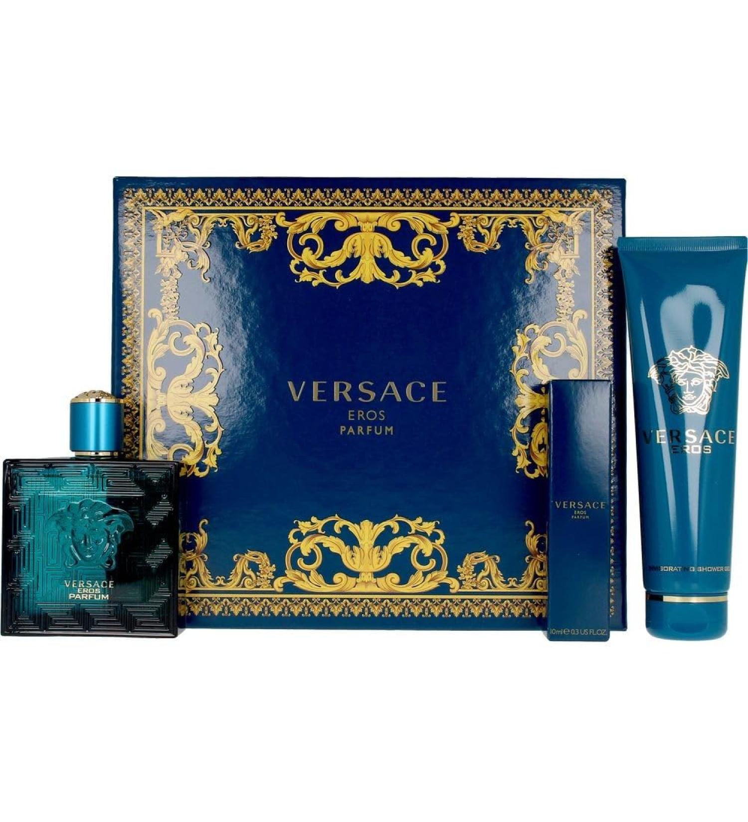 Versace Eros for Men - 3 Pc Gift Set 3.4oz Parfum Spray 0.3oz Parfum Spray 5oz Shower Gel