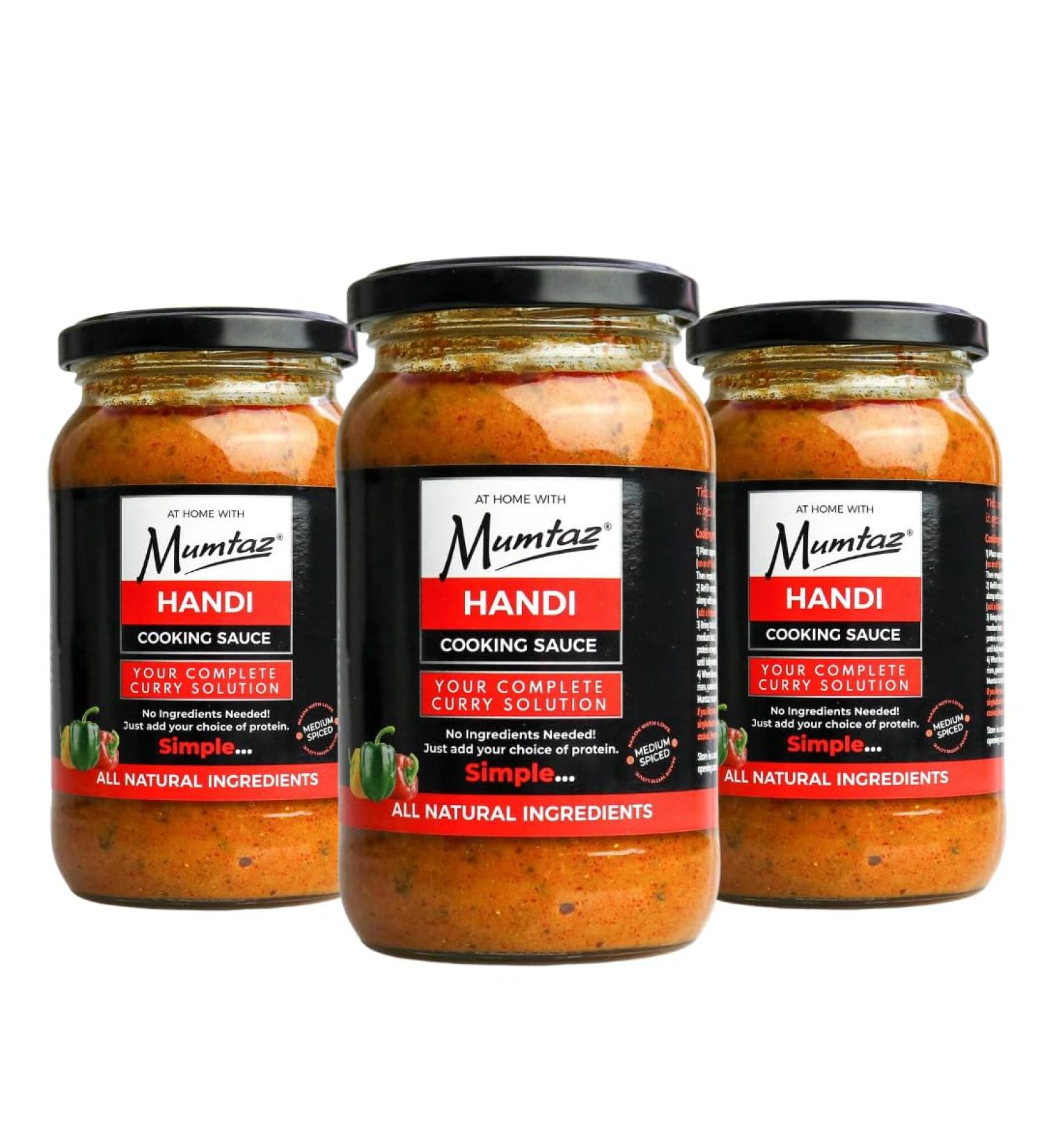 Mumtaz HANDI Indian Curry Cooking Sauce 350g Pack of 3 Restaurant Quality at Home - Medium Spiced Serves 4-5 All Natural Ingredients Gluten Free Vegetarian Friendly. - Buy Online on GoSupps.com
