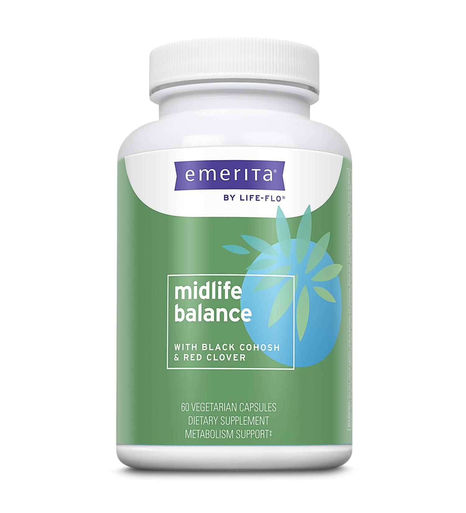 Emerita Menopause Support Formula with Black Cohosh & Red Clover | 60 Capsules - Buy Online on GoSupps.com