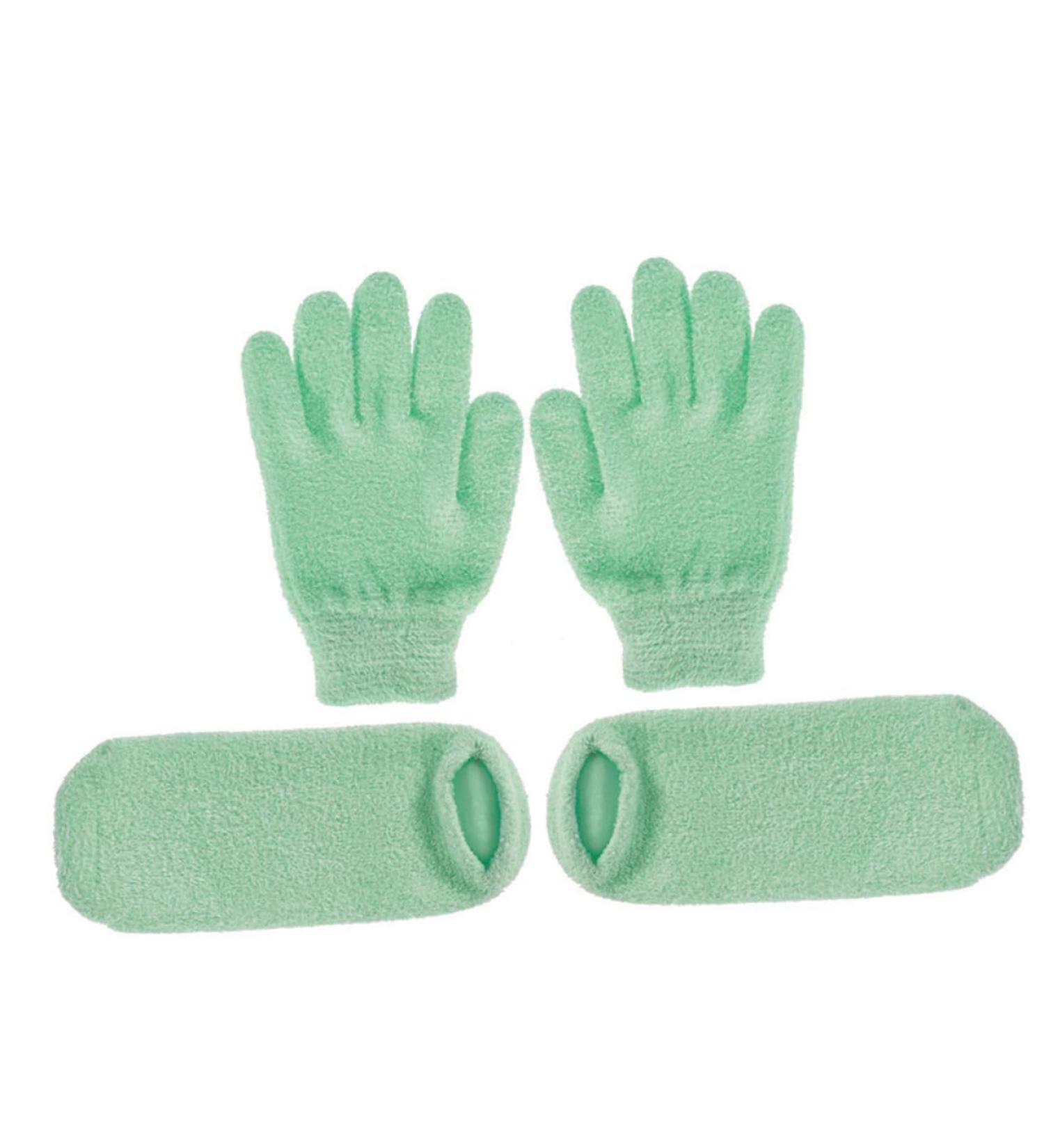 Moufles Hydratants Exfoliants En Gel Naturel Lot 2 Paires Taille Moyenne Pour Spa Mains Et Pieds Soins Beaut Hydratation Intense Couverture Verte - Buy Online on GoSupps.com