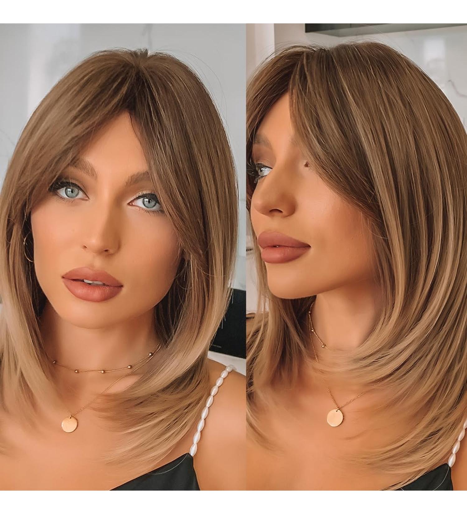 Shop 20 Inch Blonde Wigs for Women | Natural Straight Synthetic Wig with Ponytail | Glueless Cosplay & Daily Party Use | Brown Ombre - Buy Online on GoSupps.com