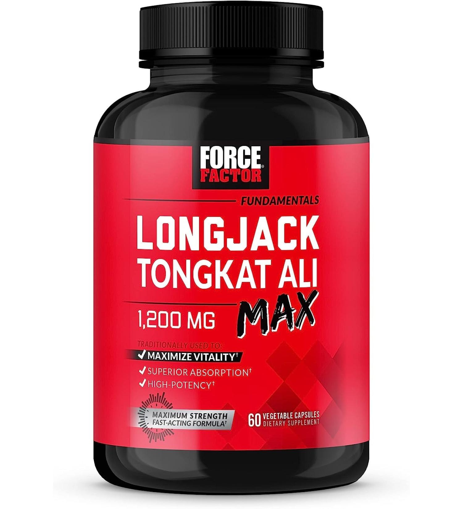 Longjack Tongkat Ali Max for Men Male Stamina and Vitality Supplement Made with Tongkat Ali Extract and Key Natural Ingredients for Superior Absorption 1200mg 60 Capsules - Buy Online on GoSupps.com
