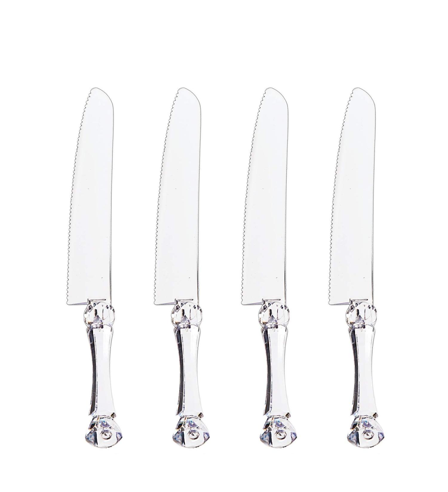Plasticpro Disposable Clear Cake Knife - Pack of 4 | Heavyweight Plastic Bread Cutter - Buy Online on GoSupps.com