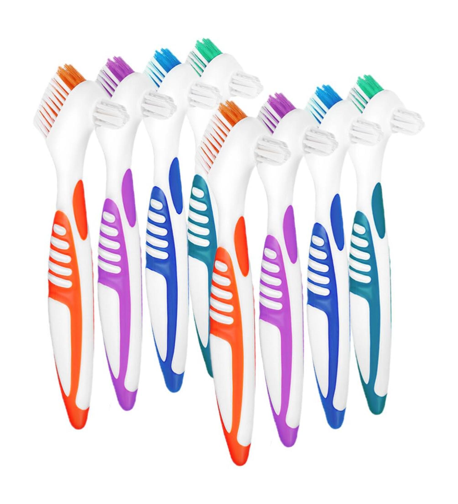 Ounona 8-Piece Double-Sided Toothbrush Set | Ergonomic Prosthesis Cleaning Brushes for false teeth | Portable Dental Care - Buy Online on GoSupps.com