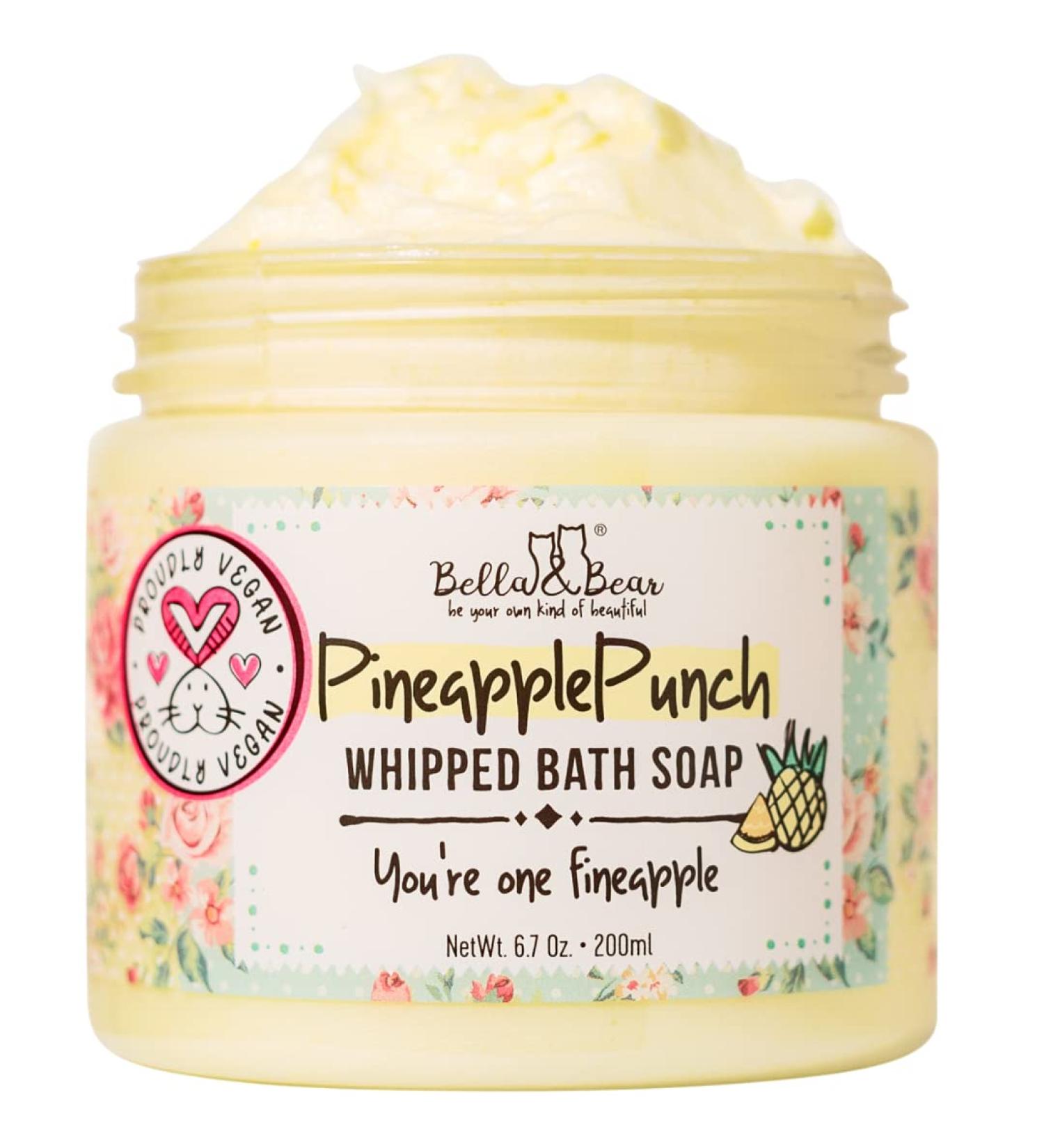 Bella & Bear Pineapple Whipped Soap - Paraben Free - Cruelty-Free Vegan Body Wash And Shave Cream Bulk 6.7oz x 12