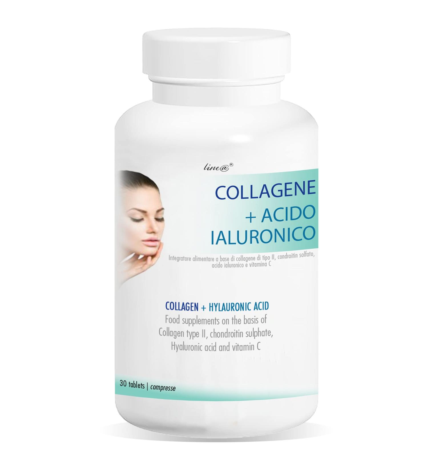 COLLAGEN + HYALURONIC ACID Line | 30 cpr| MEN & WOMEN | Skin elasticity | Ligaments | Muscles and joints | Hydrolyzed COLLAGEN | CHONDROITIN | HYALURONIC ACID | VITAMIN C - Buy Online on GoSupps.com