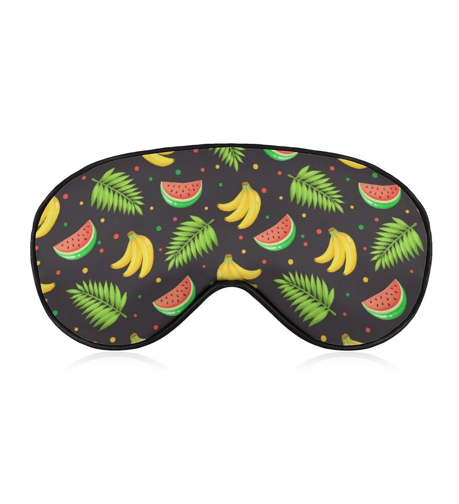 Watermelon Banana and Palm Sleep Mask: Adjustable Eye Cover for Sleeping, Blocking Light - Men's and Women's Night Travel Nap Companion - Buy Online on GoSupps.com