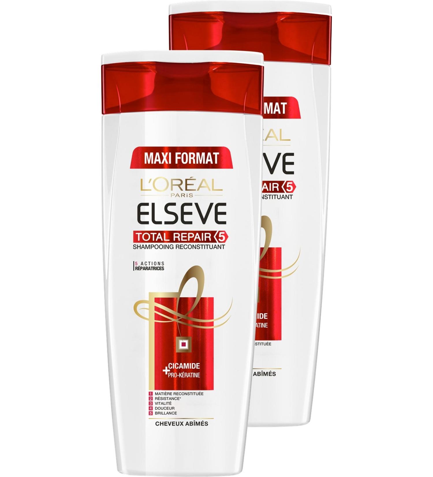 L'Oréal Paris Elsève Total Repair 5 Restorative Shampoo for Damaged Hair 400ml - Pack of 2