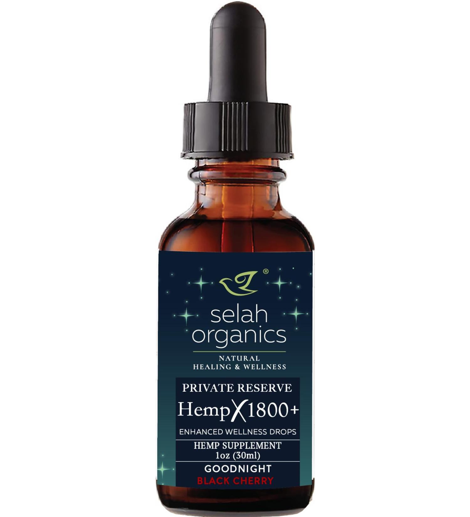 1800mg Goodnight Sleep CBN Wellness Drops - Cherry Flavor for Rest & Relaxation | Joint & Muscle Support - Organic MCT Oil - Selah Organics - Buy Online on GoSupps.com