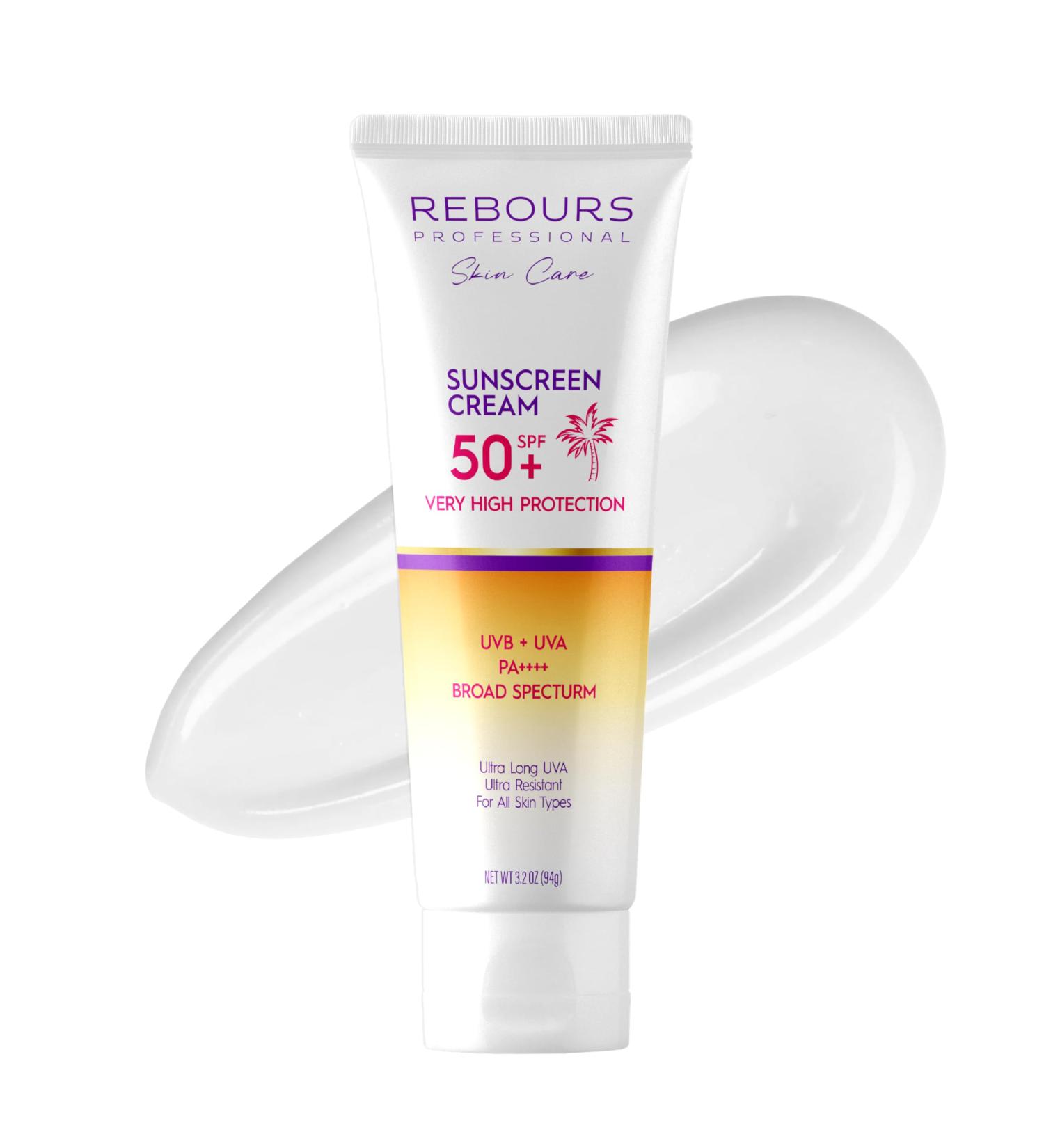 Rebours Facial Sunscreen SPF 50 Broad Spectrum UVA/UVB High Protection Fast Absorbing Lightweight Non-Greasy Water-Resistant Face Cream for Daily Use Suitable for All Skin Types 3.2 oz - Buy Online on GoSupps.com