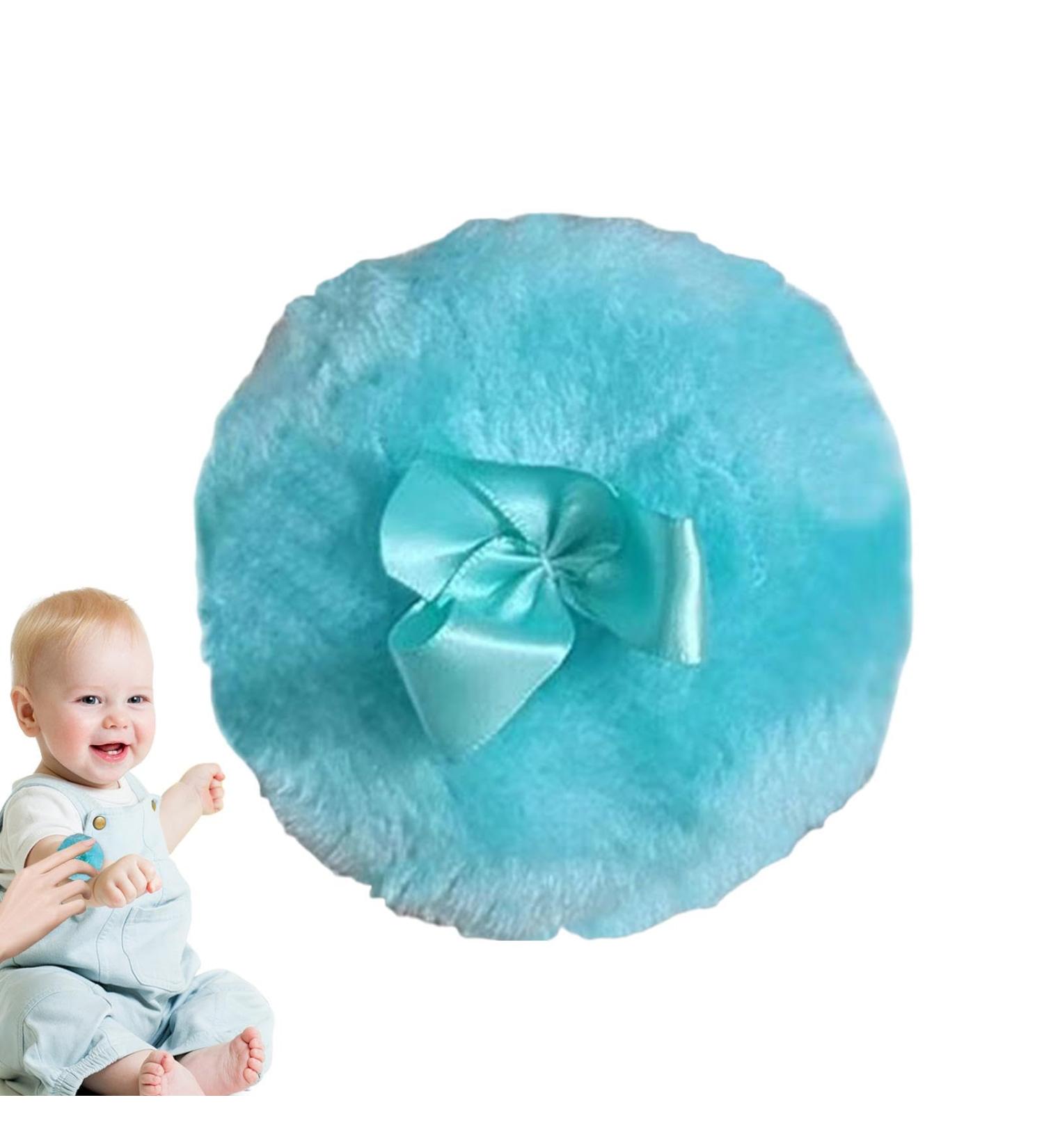 Besreey Furry Powder Puff Ultra Soft Round Face Body Powder Puff with Ribbon Bow - Dry Makeup Tool Body Powder Applicator for Baby Kid Adult Blue - Buy Online on GoSupps.com