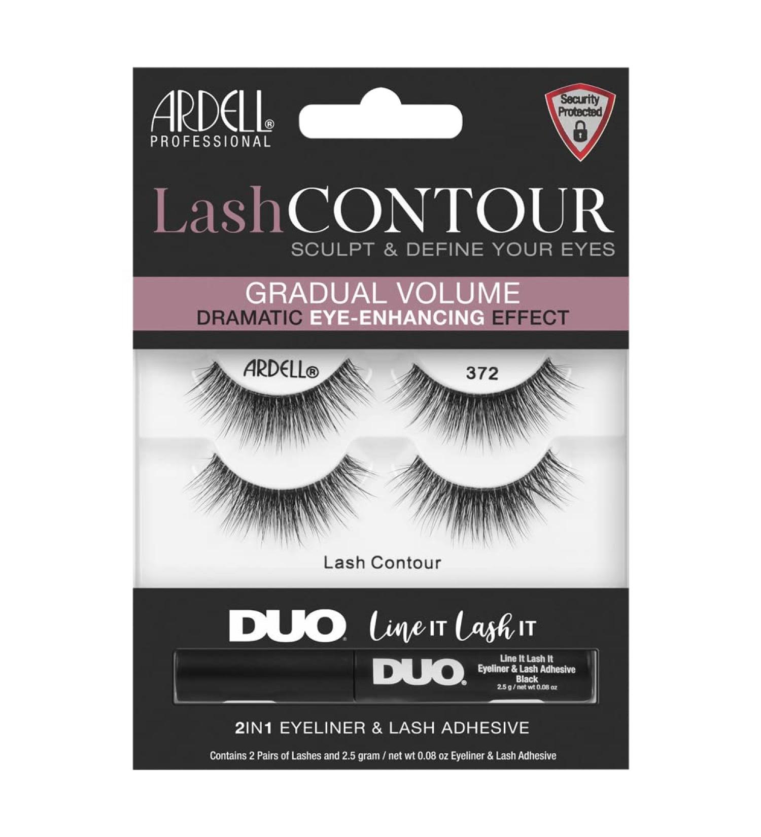 Ardell Lash Contour 372 - 2 Sets of Voluminous Vegan False Eyelashes with Duo Eyelash Glue | Cat Eye Effect | Reusable & Eco-Friendly - Buy Online on GoSupps.com