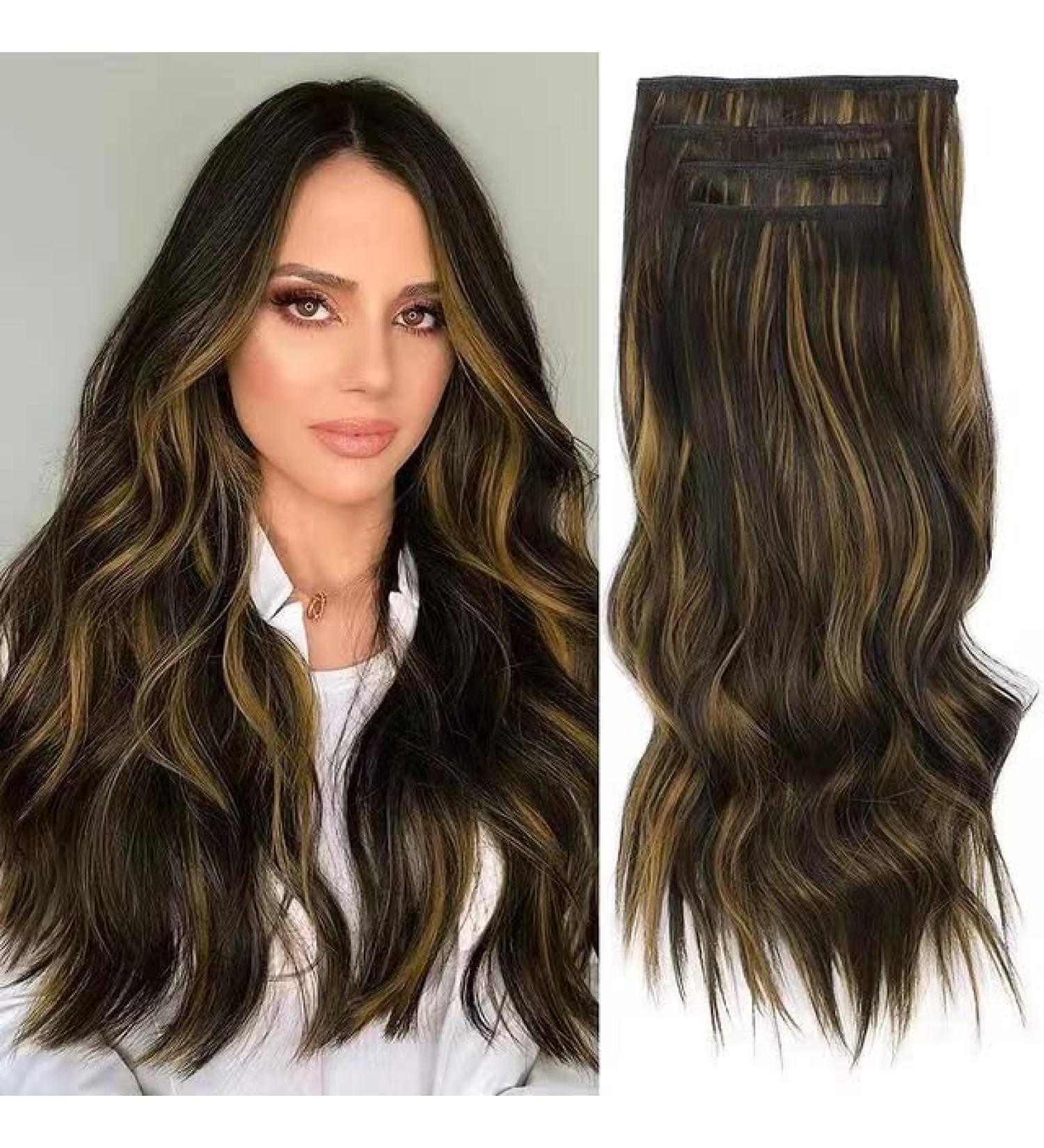 Clip-In Extensions 50 cm 4-Piece Set 200 g Like Real Hair Extensions Clip-In Extension Long Curls Synthetic Hairpieces for Women (4H27) - Buy Online on GoSupps.com