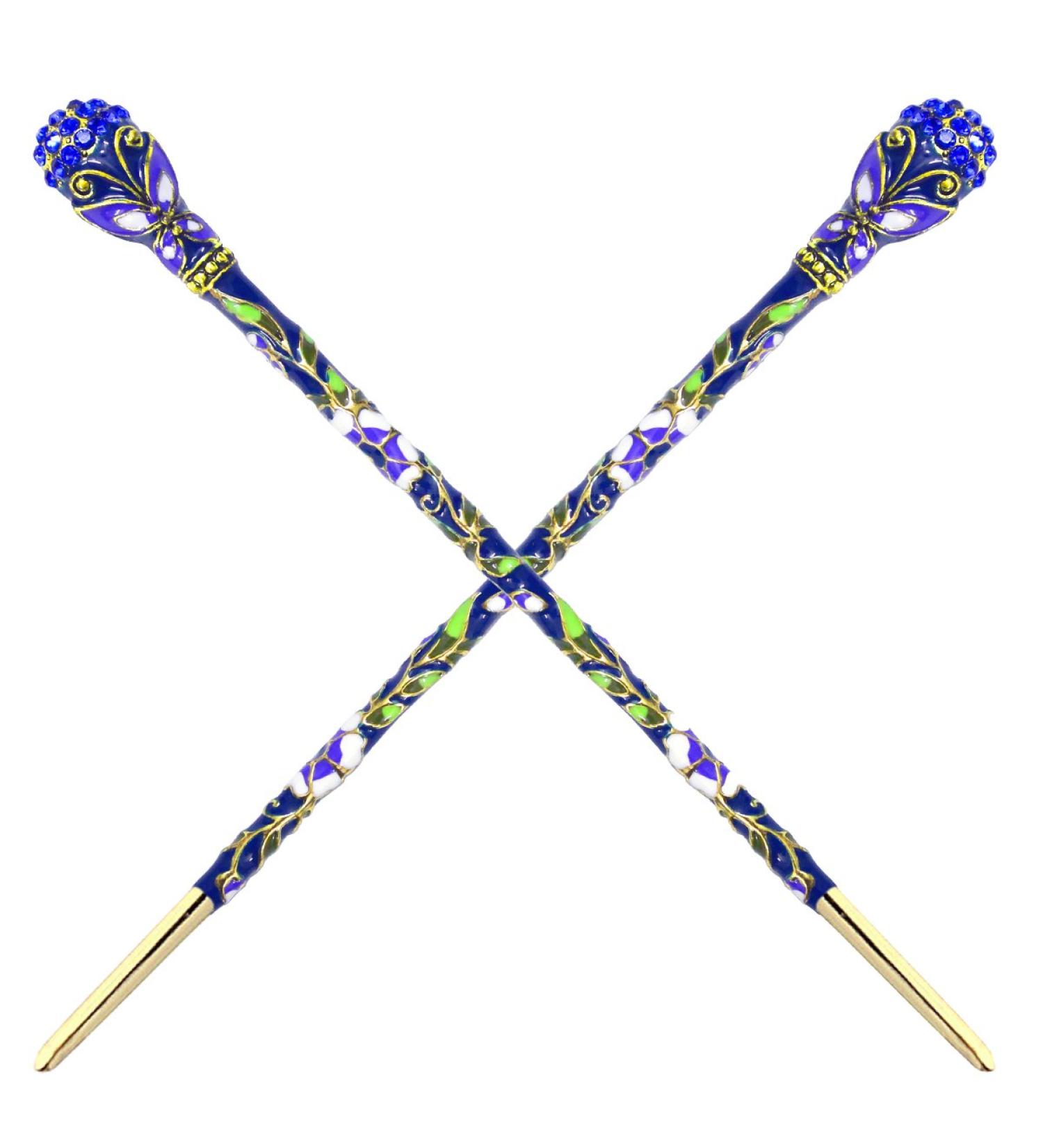 Chinese Traditional Style Hair Sticks Shawl Pins Set - Butterfly Blue (2 Count) - Hair Updo Accessory for Women and Girls - Buy Online on GoSupps.com