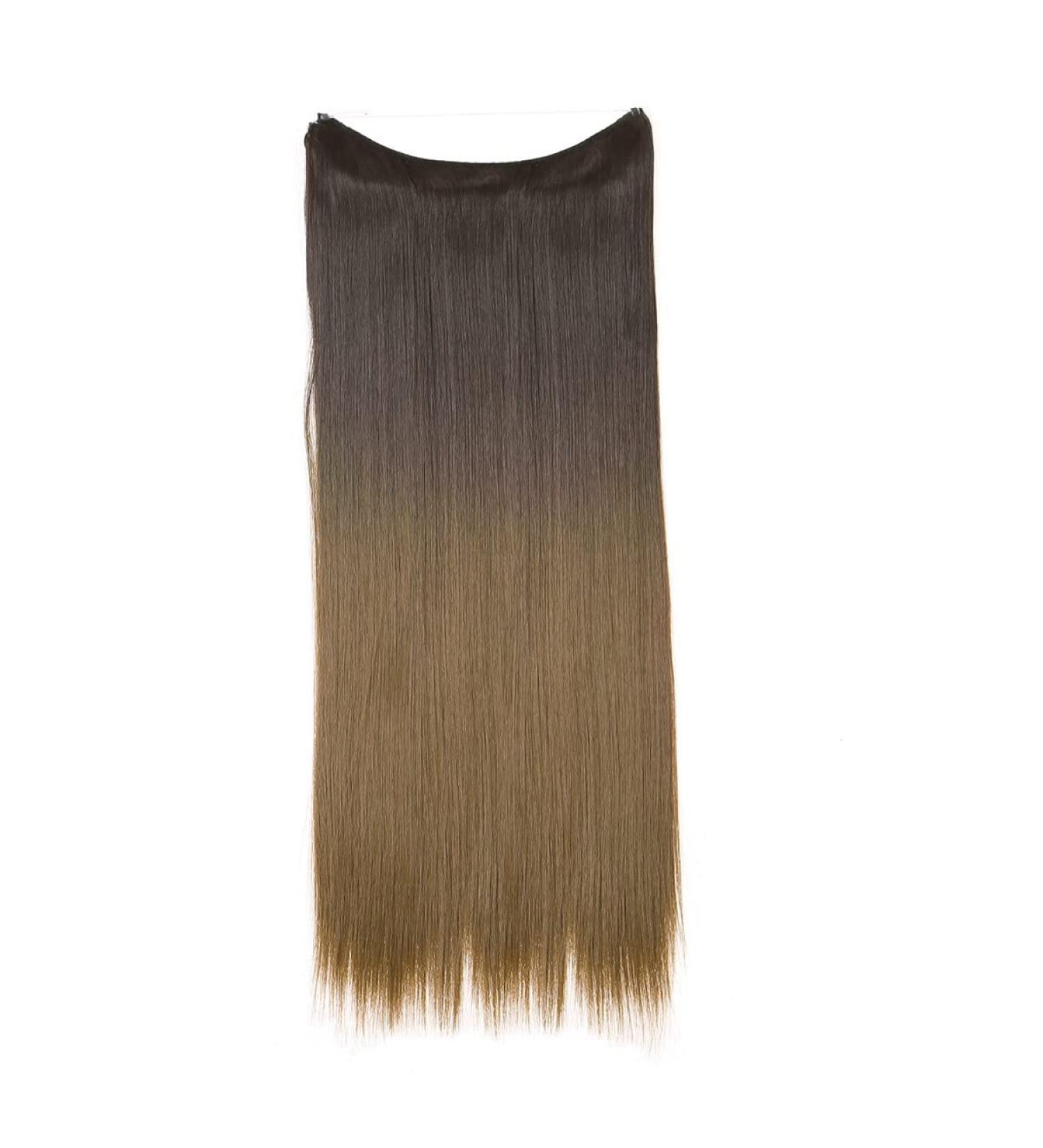 Natural wig piece one piece long straight hair high temperature silk fish line hair extension piece chenghuax (Color : 4T27 Size : 16) - Buy Online on GoSupps.com