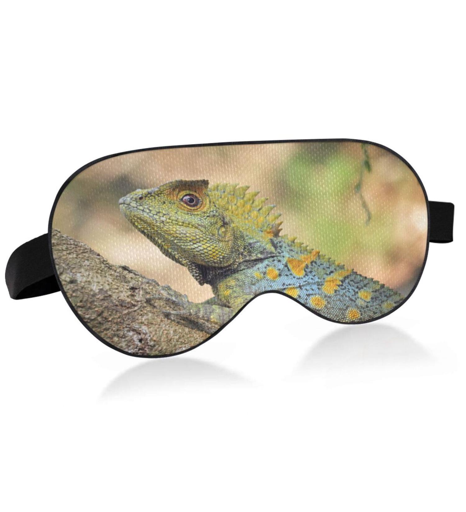 Forest Dragon Lizard Sleep Mask | Light Blocking Eye Cover for Travel & Naps | Adjustable Strap for Men & Women - Buy Online on GoSupps.com