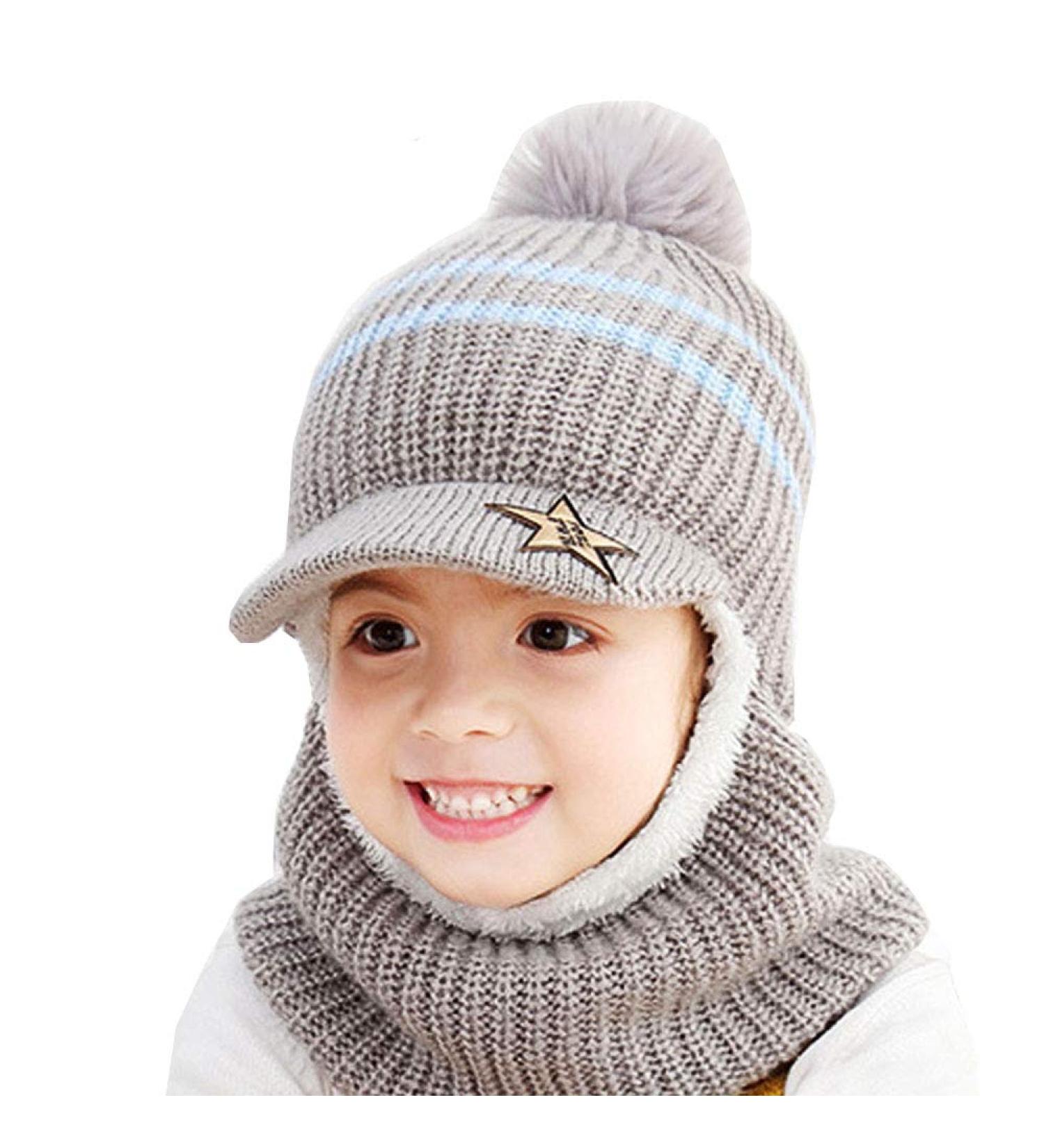 Winter hat with visor and ear flaps top