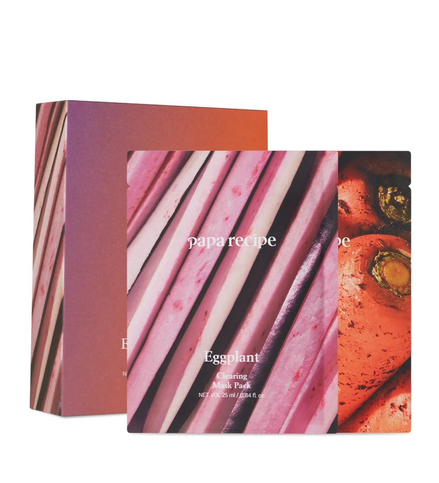 Papa Recipe Eggplant & Carrot Sheet Mask - Hydrating & Soothing for Sensitive Skin | Acne-Prone, Dull, and Uneven Skin | Radiant Complexion | 10 Sheets - Buy Online on GoSupps.com