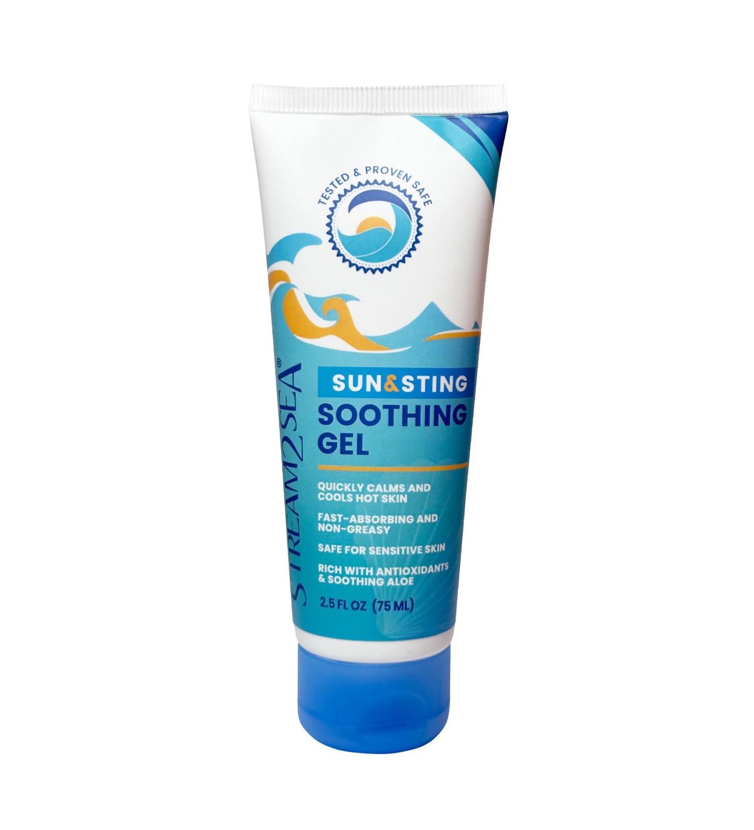Stream2Sea Aloe Soothing Gel - Organic Sunburn Relief & After Sun Care - Travel Size 2.5 Fl Oz - Buy Online on GoSupps.com