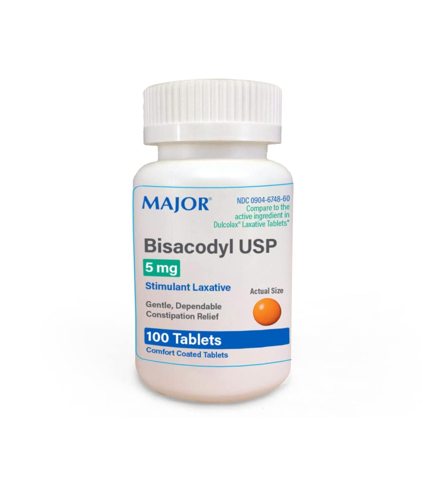 Major Bisacodyl 5mg Enteric Coated Tablets - 100 Count (1 Pack) - Buy Online on GoSupps.com