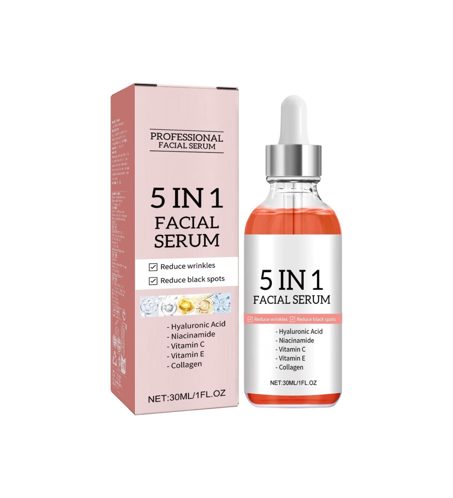 S rum Visage Professionnel 5-en-1 - Anti- ge claircissant et anti-taches contenant de la vitamine C de la niacinamide et du collag ne 30 ml - Buy Online on GoSupps.com
