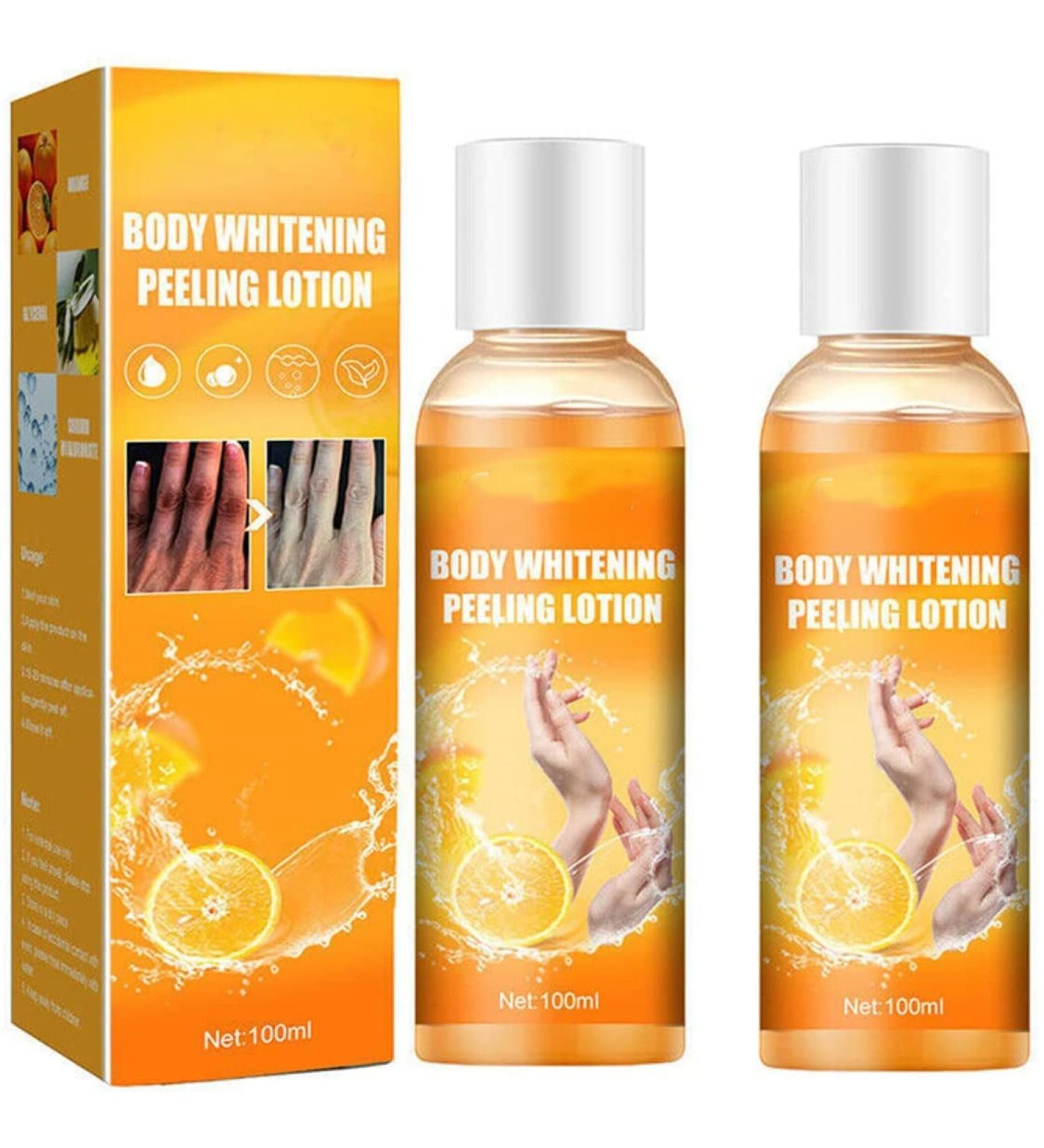 Body Whitening Cream & Peeling Lotion - Orange Peel Skin Lightening Exfoliating & Pore Tightening for Dark Skin (2PCs) - Buy Online on GoSupps.com