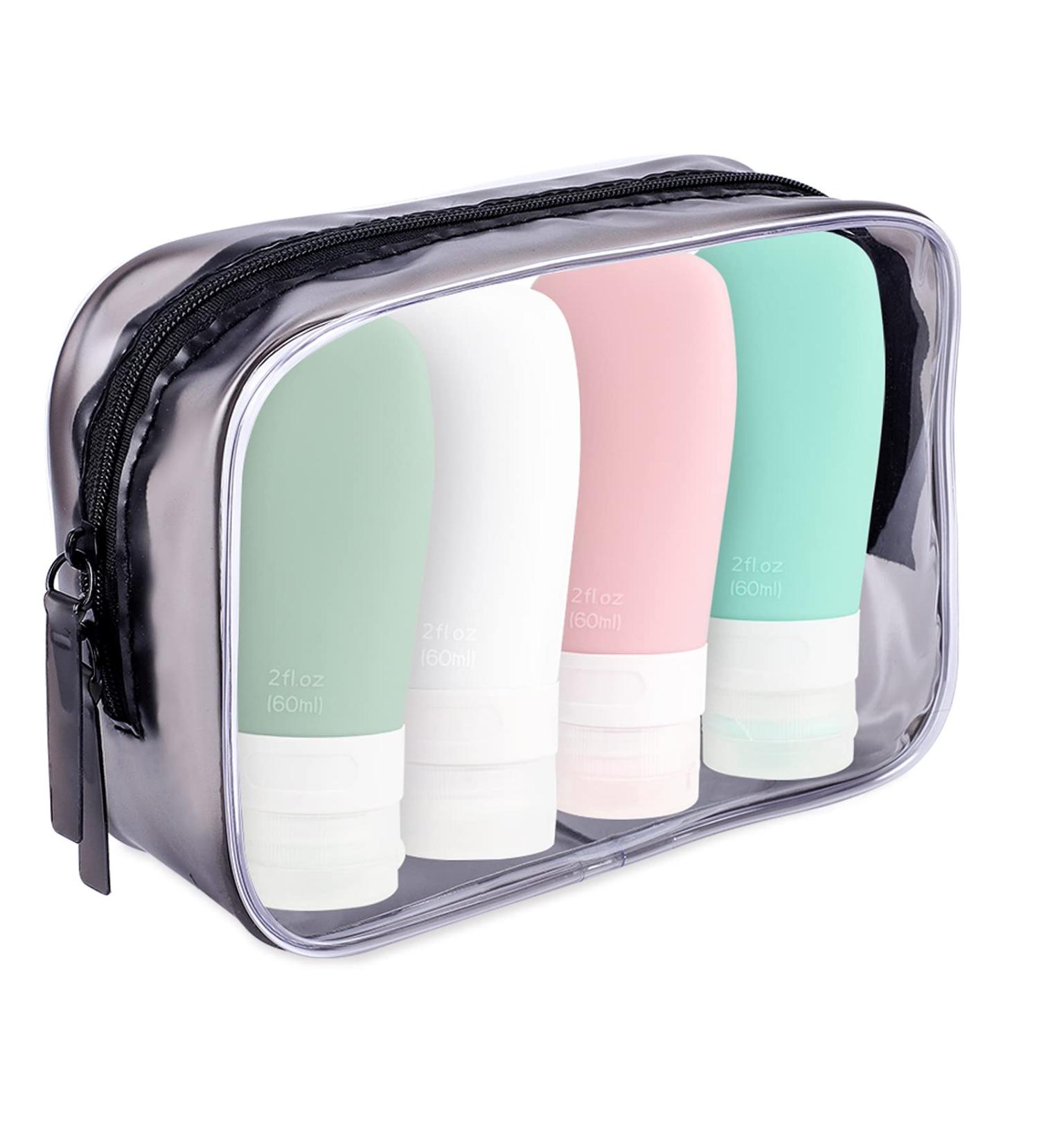 INSFIT Portable Travel Bottles 2 oz - TSA Approved Toiletries Containers - Leak Proof Squeezable Silicone Tubes - 4 Pack - Buy Online on GoSupps.com