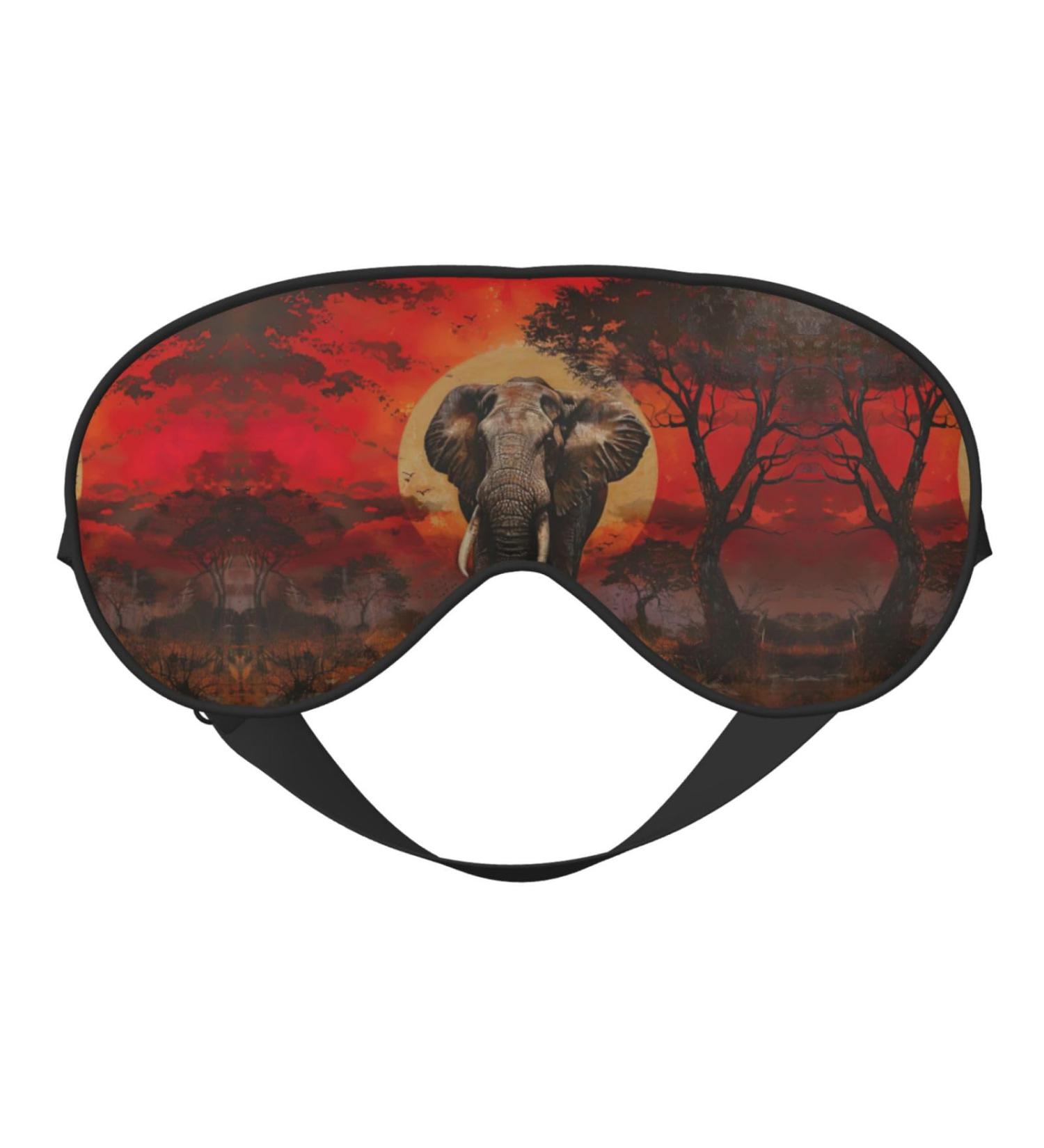 SSIMOO Elephant Sunset Print Eye Mask - Ultra-Soft Light-Blocking Design for Optimal Comfort & Restful Sleep - Black - Buy Online on GoSupps.com
